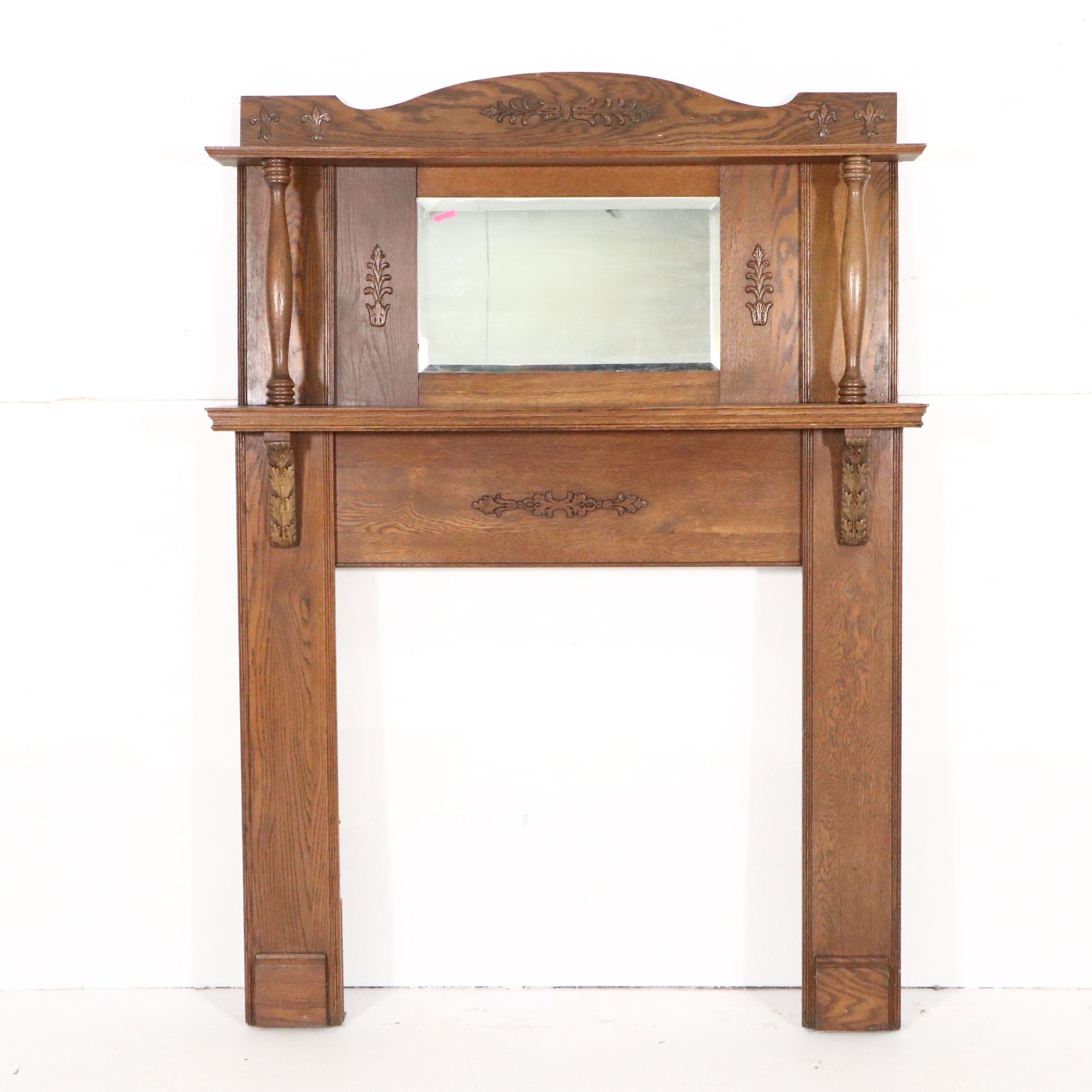 Late Victorian Oak Fireplace Mantel and Surround
