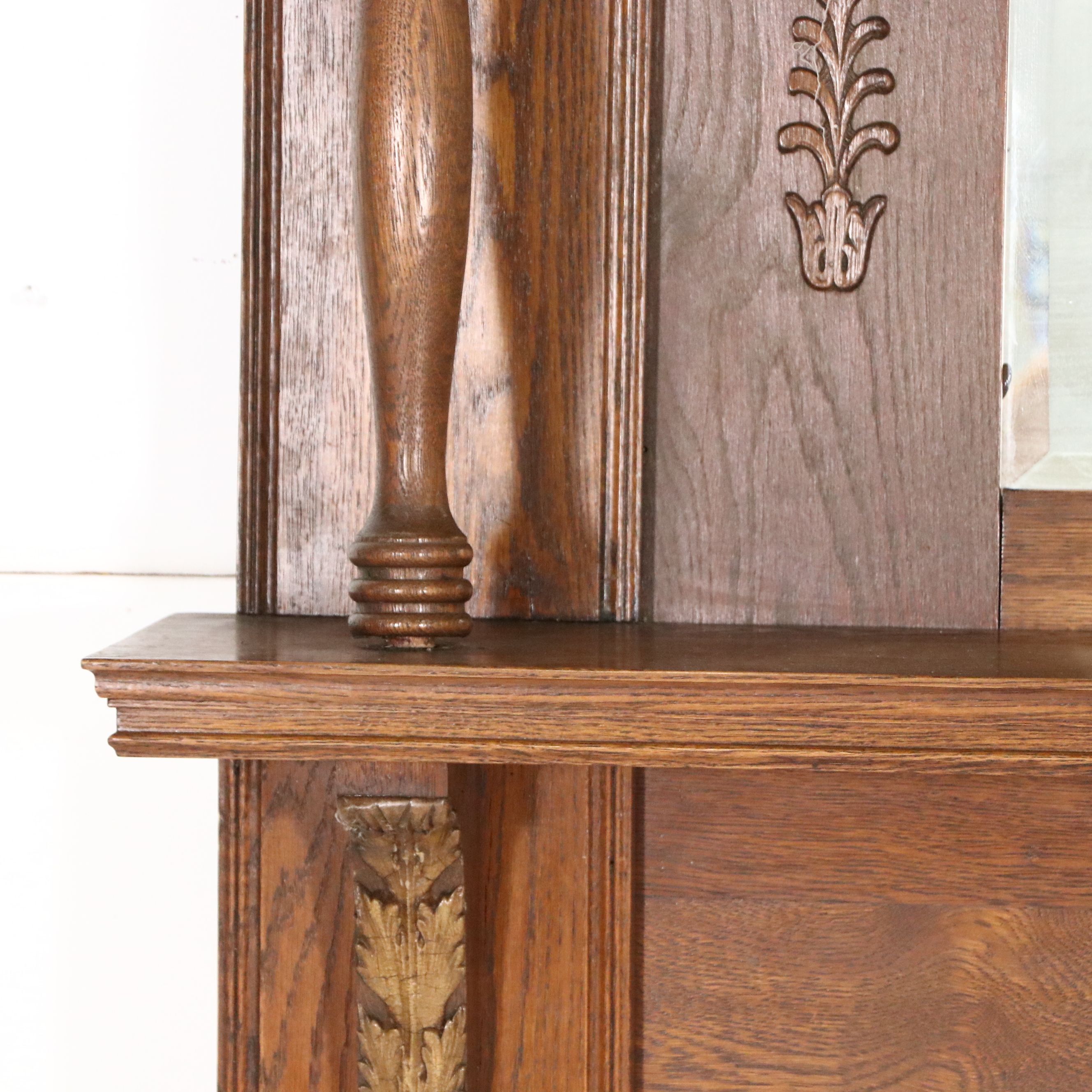 Late Victorian Oak Fireplace Mantel and Surround