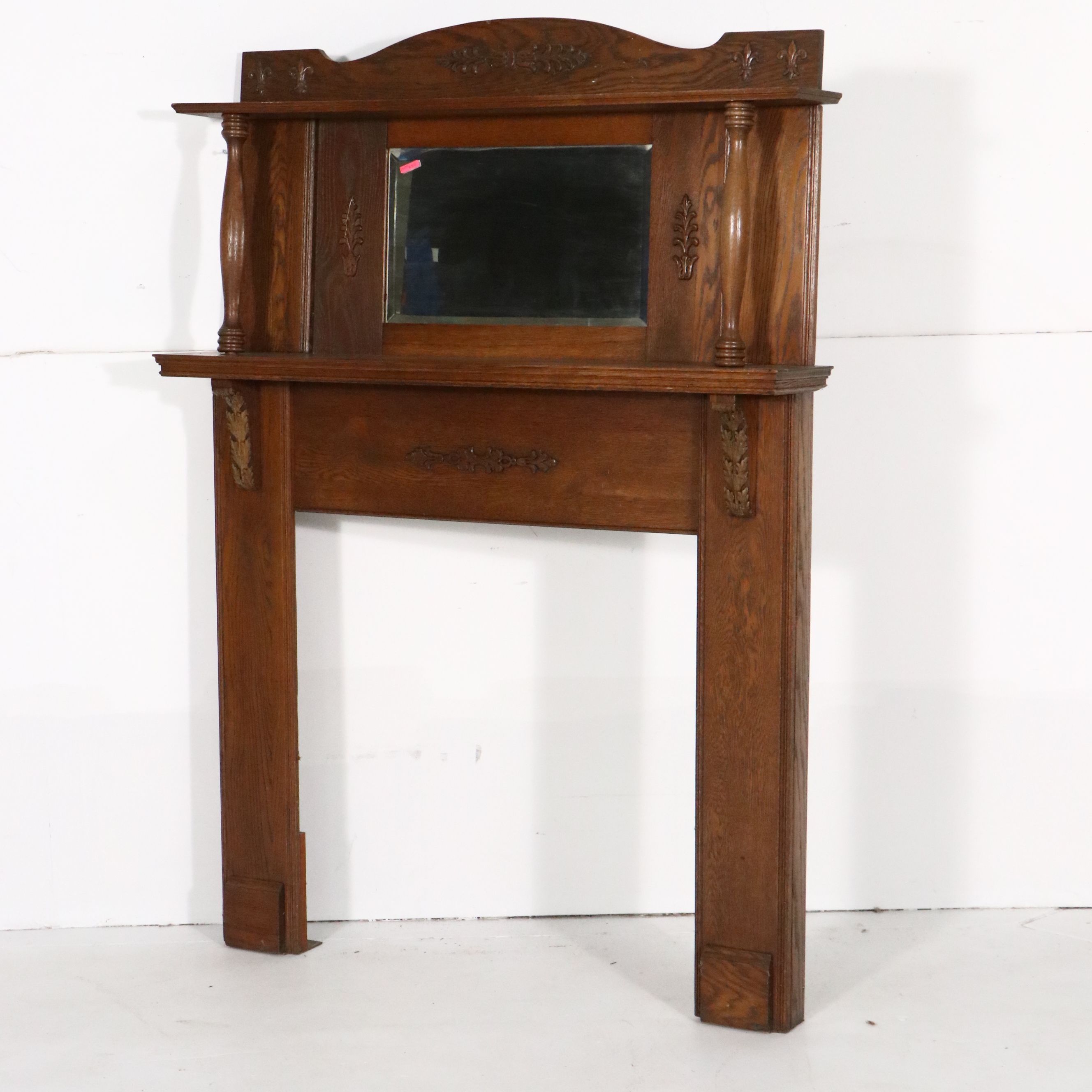 Late Victorian Oak Fireplace Mantel and Surround
