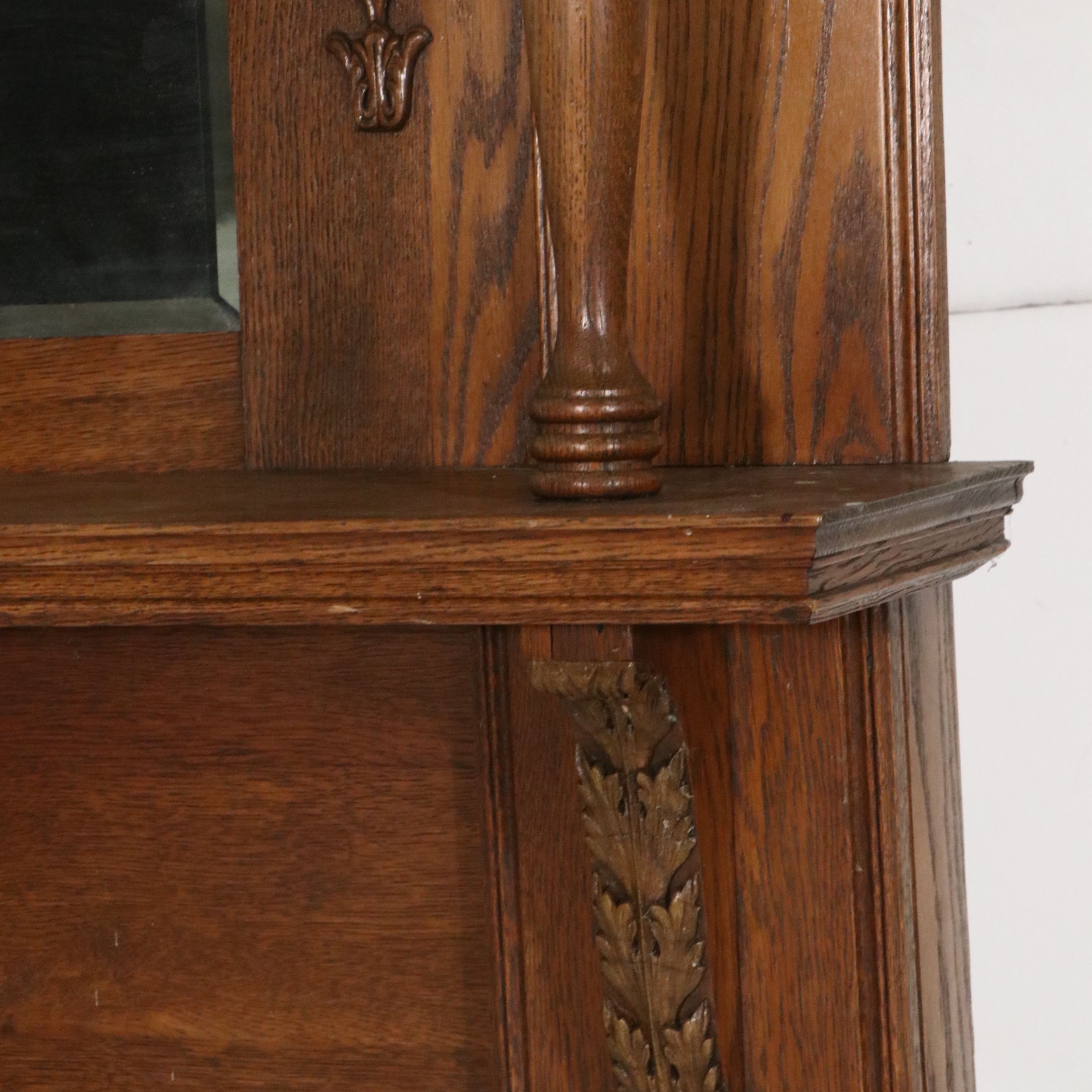 Late Victorian Oak Fireplace Mantel and Surround