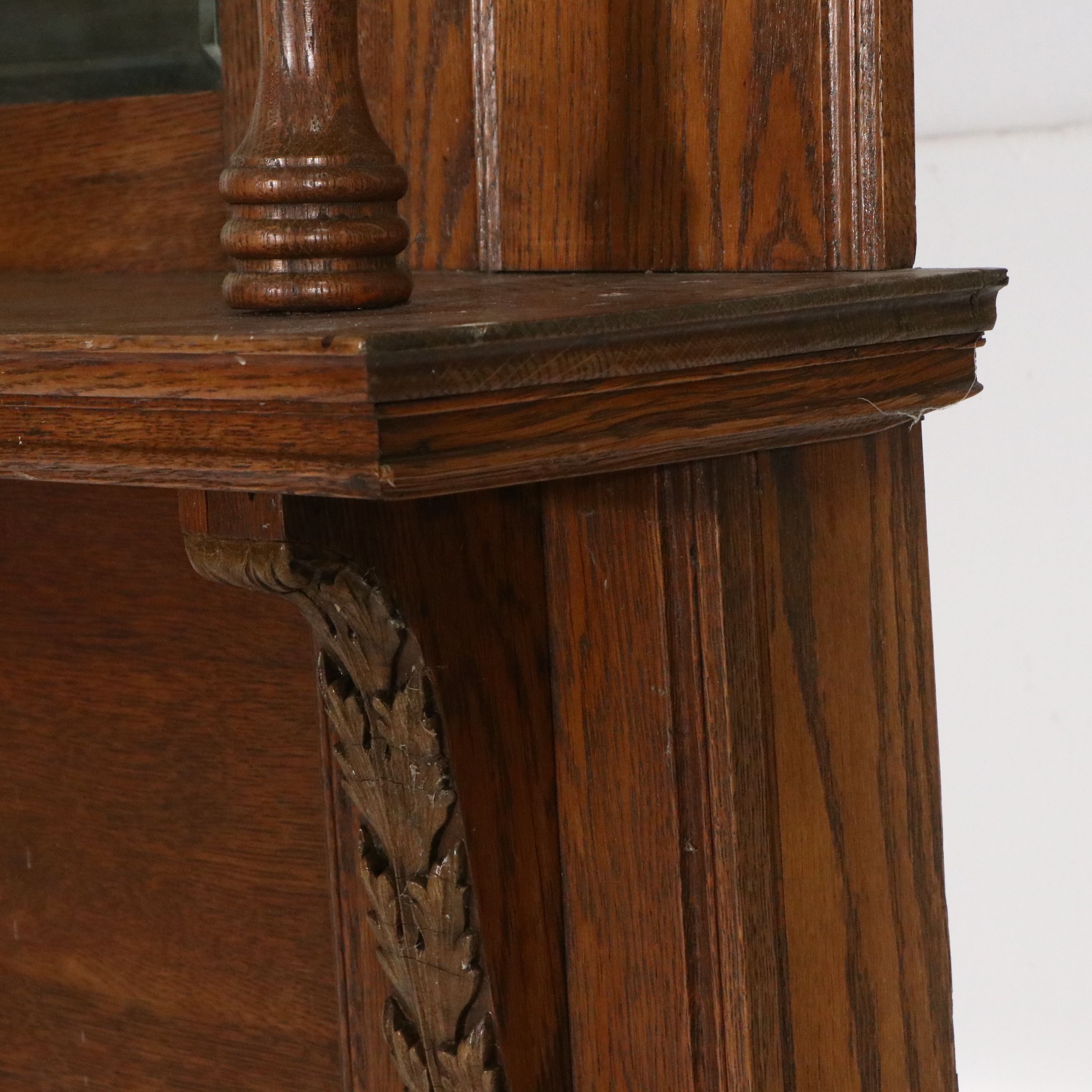 Late Victorian Oak Fireplace Mantel and Surround