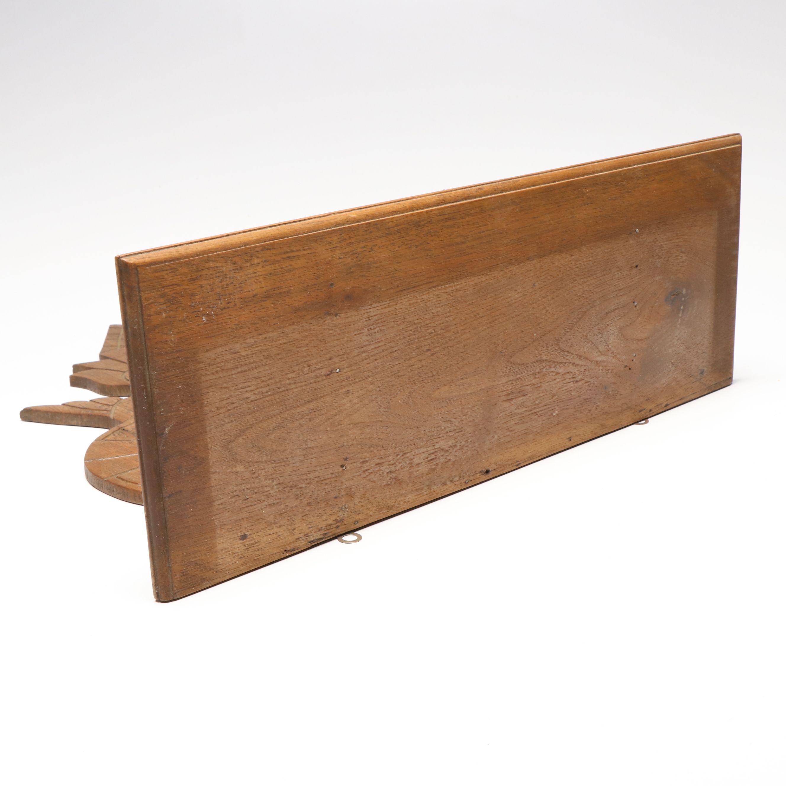 Victorian Eastlake Style Oak Wall Shelf with Carved Stag Head