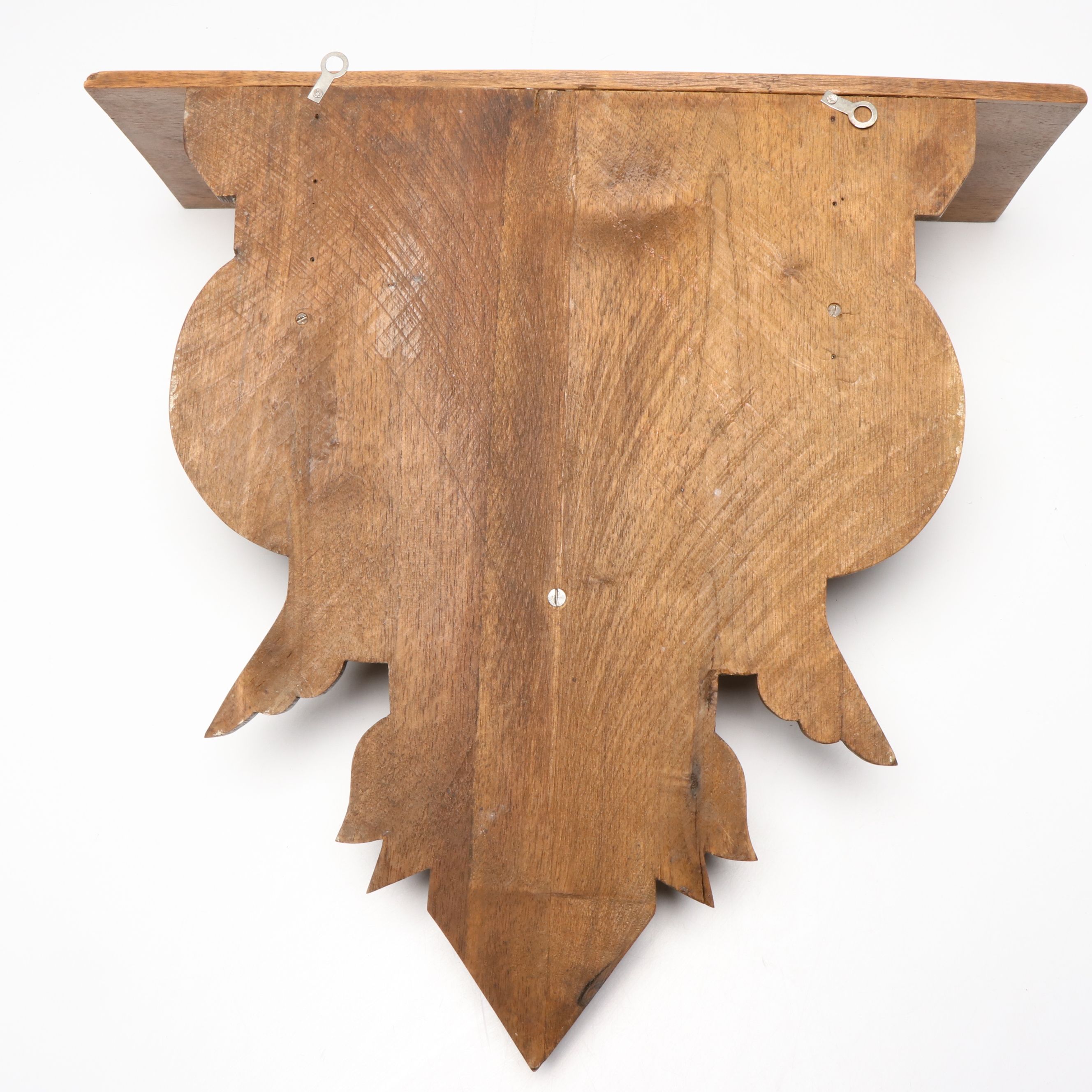 Victorian Eastlake Style Oak Wall Shelf with Carved Stag Head