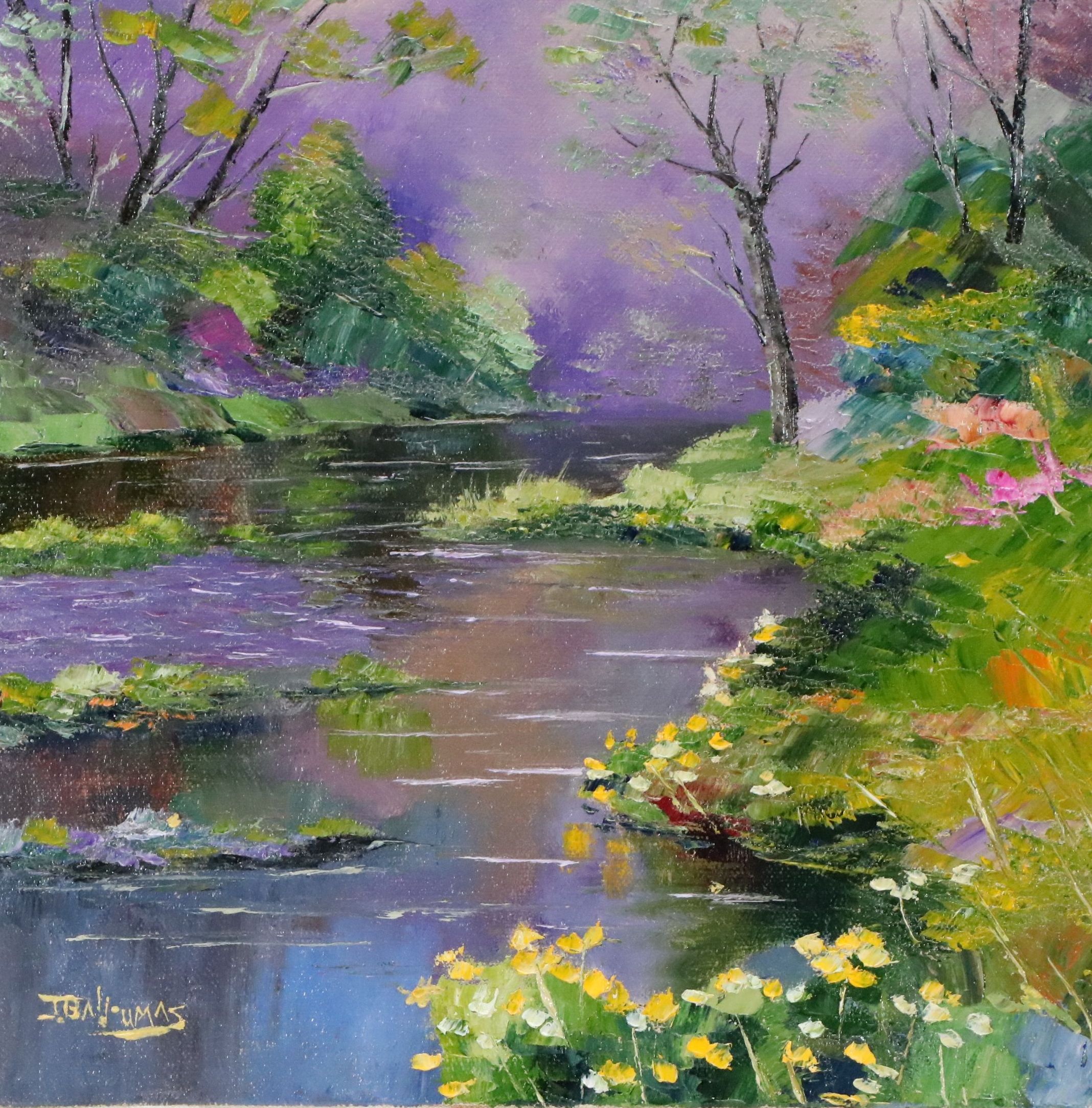 James Baldoumas Oil Painting "Flowering Pond," 2026