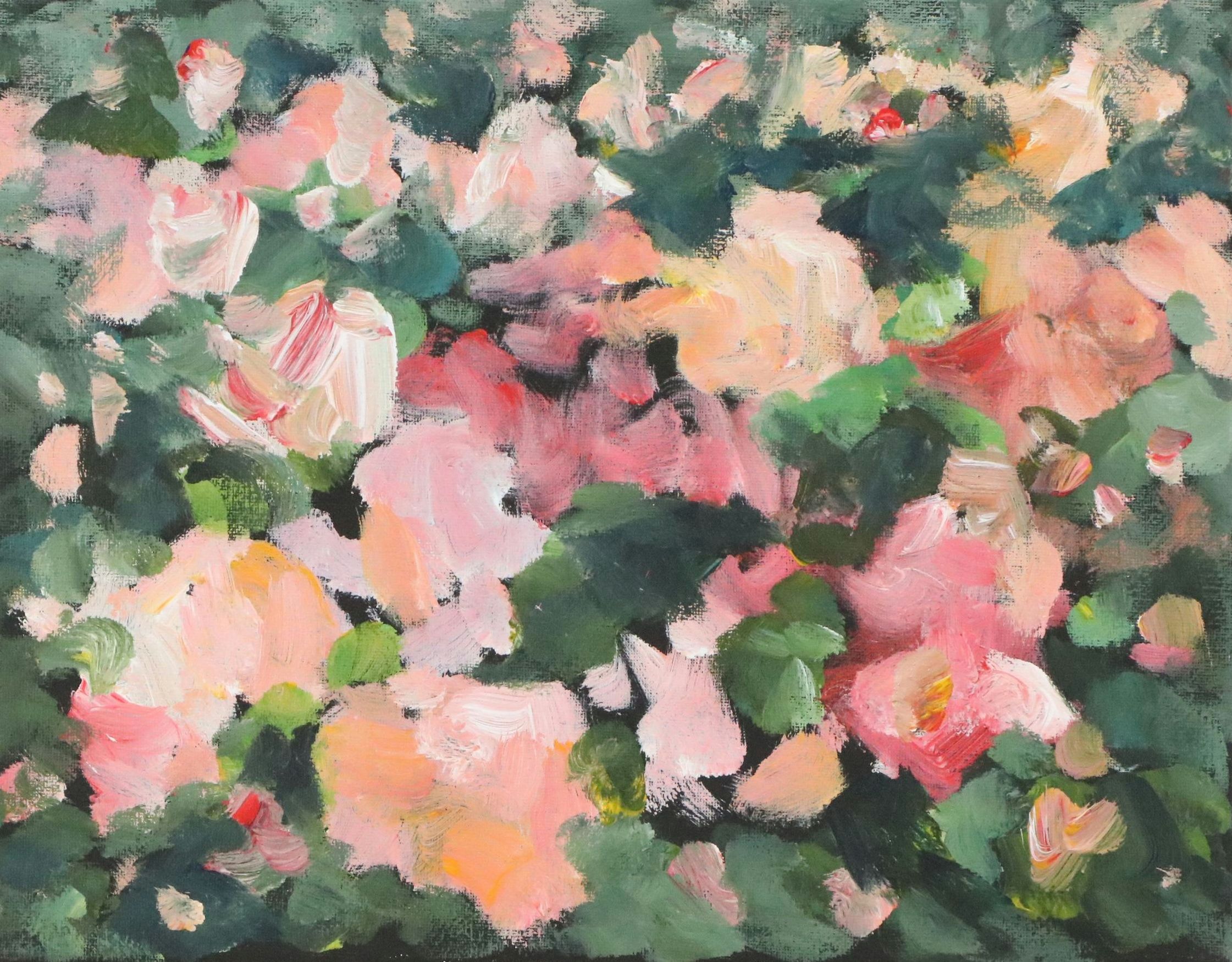 Leif Janek Abstract Acrylic Painting "Roses," 21st Century