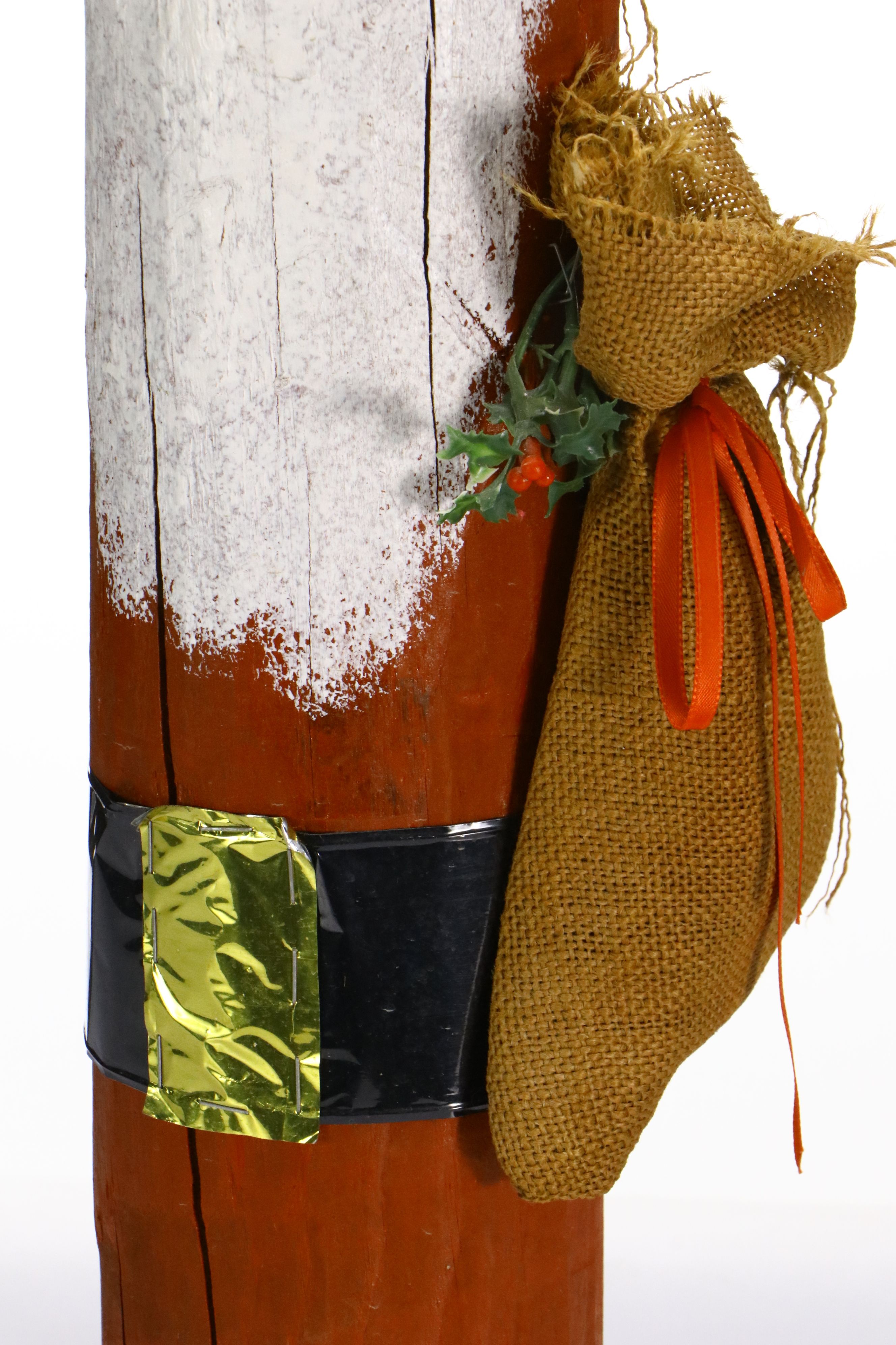Folk Art Painted Log Santa Statue