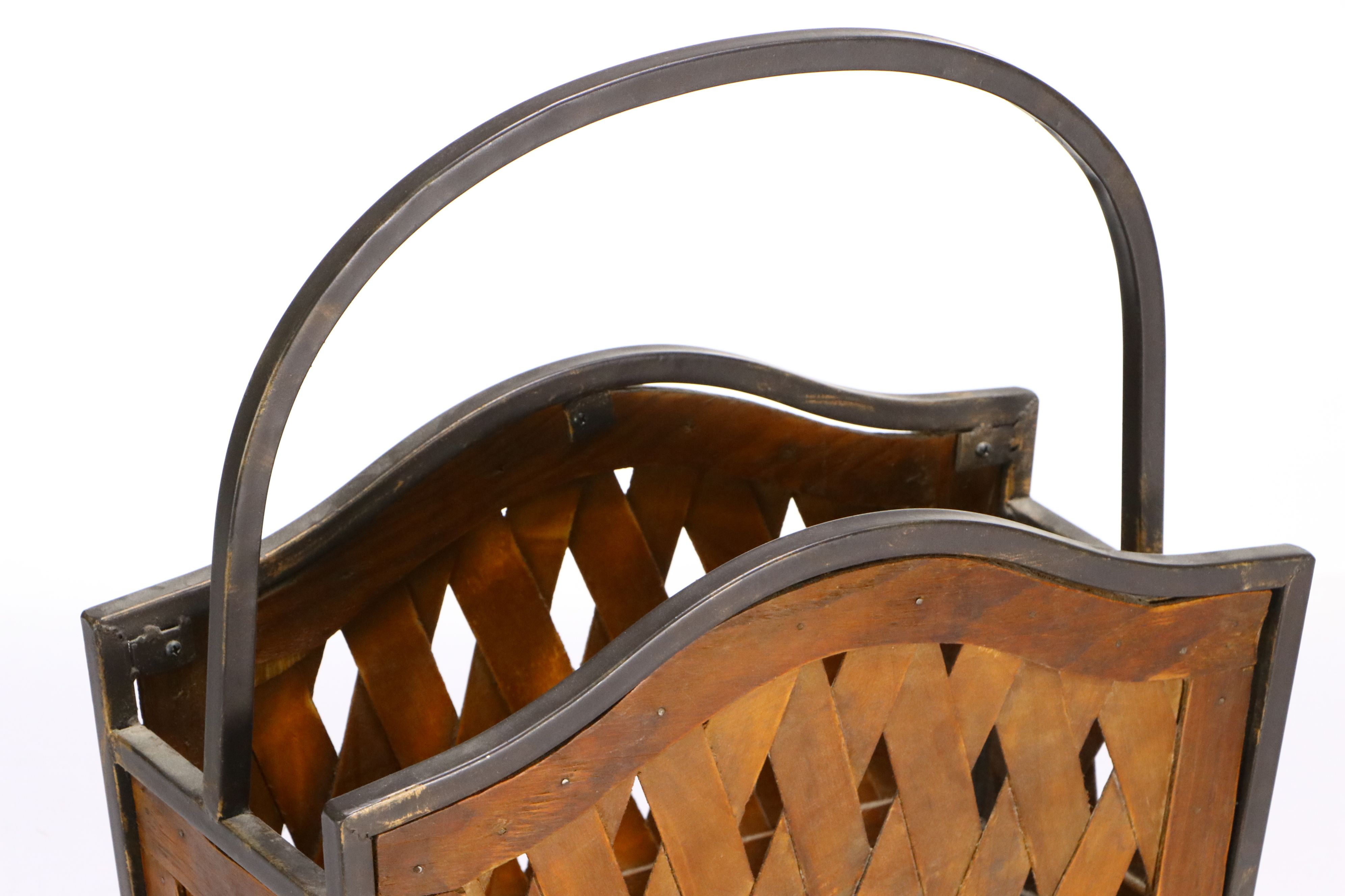Contemporary Wood and Iron Lattice Magazine Rack | EBTH