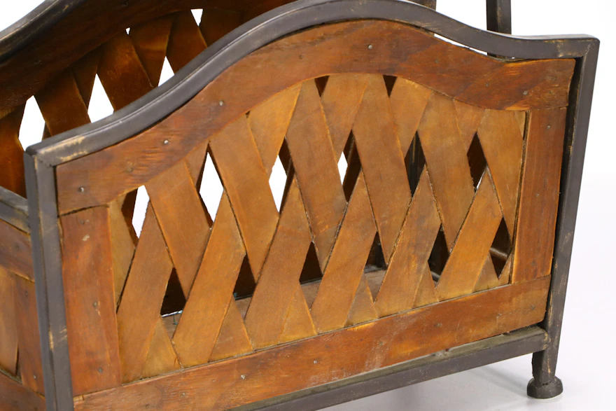 Contemporary Wood and Iron Lattice Magazine Rack | EBTH