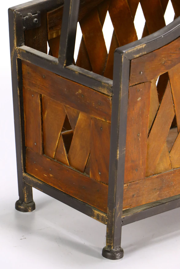 Contemporary Wood and Iron Lattice Magazine Rack | EBTH