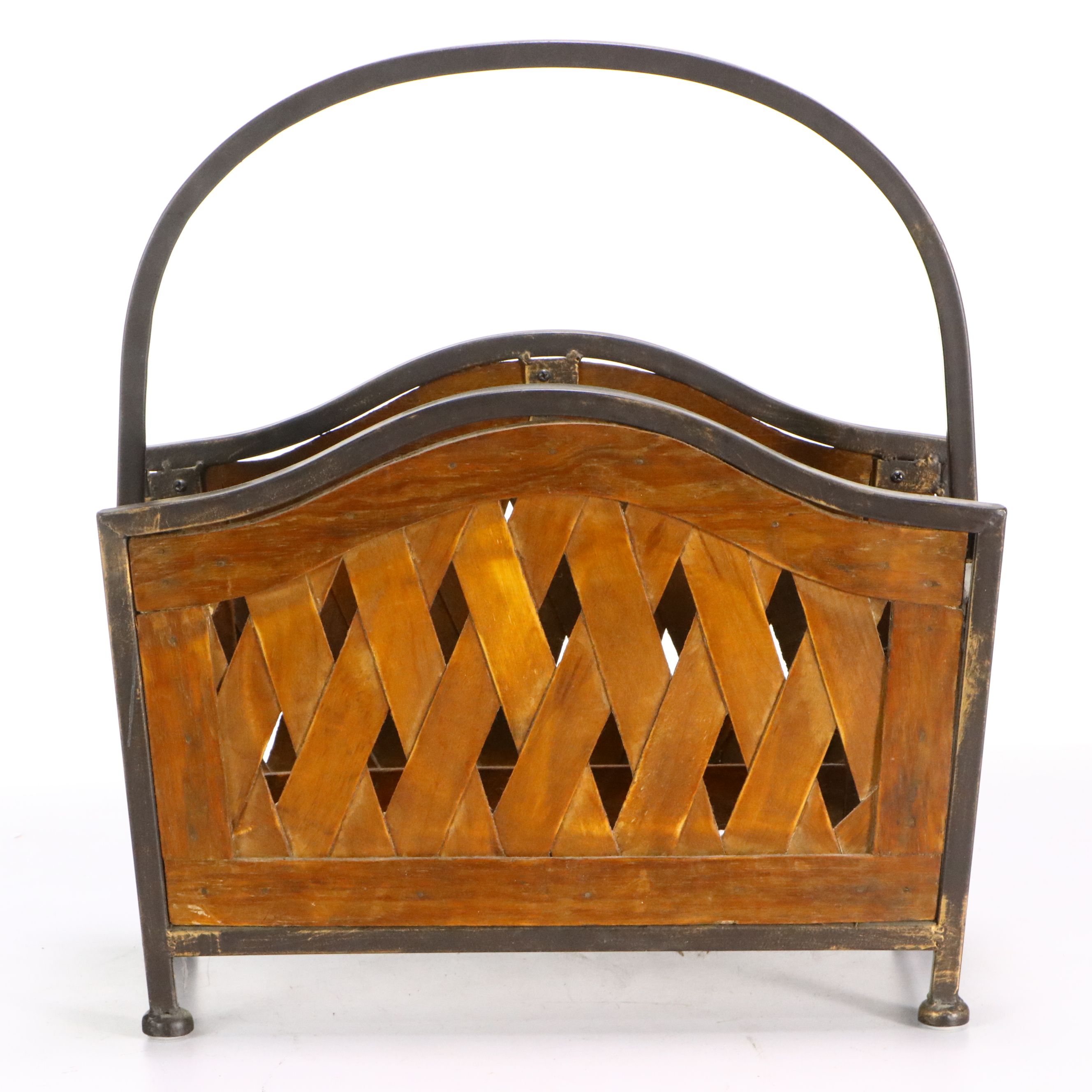 Contemporary Wood and Iron Lattice Magazine Rack | EBTH