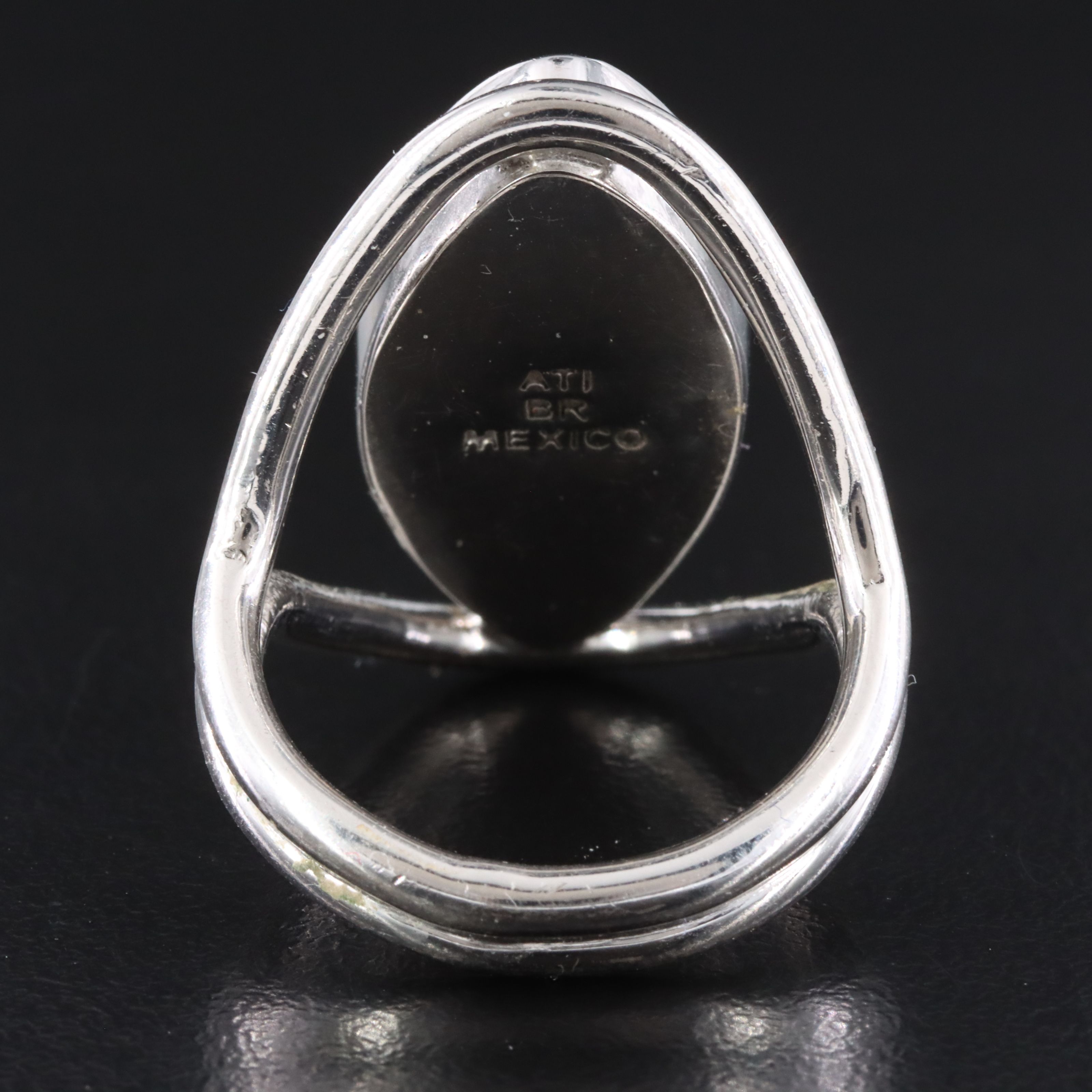 Mexican Faux Coral Navette Ring
