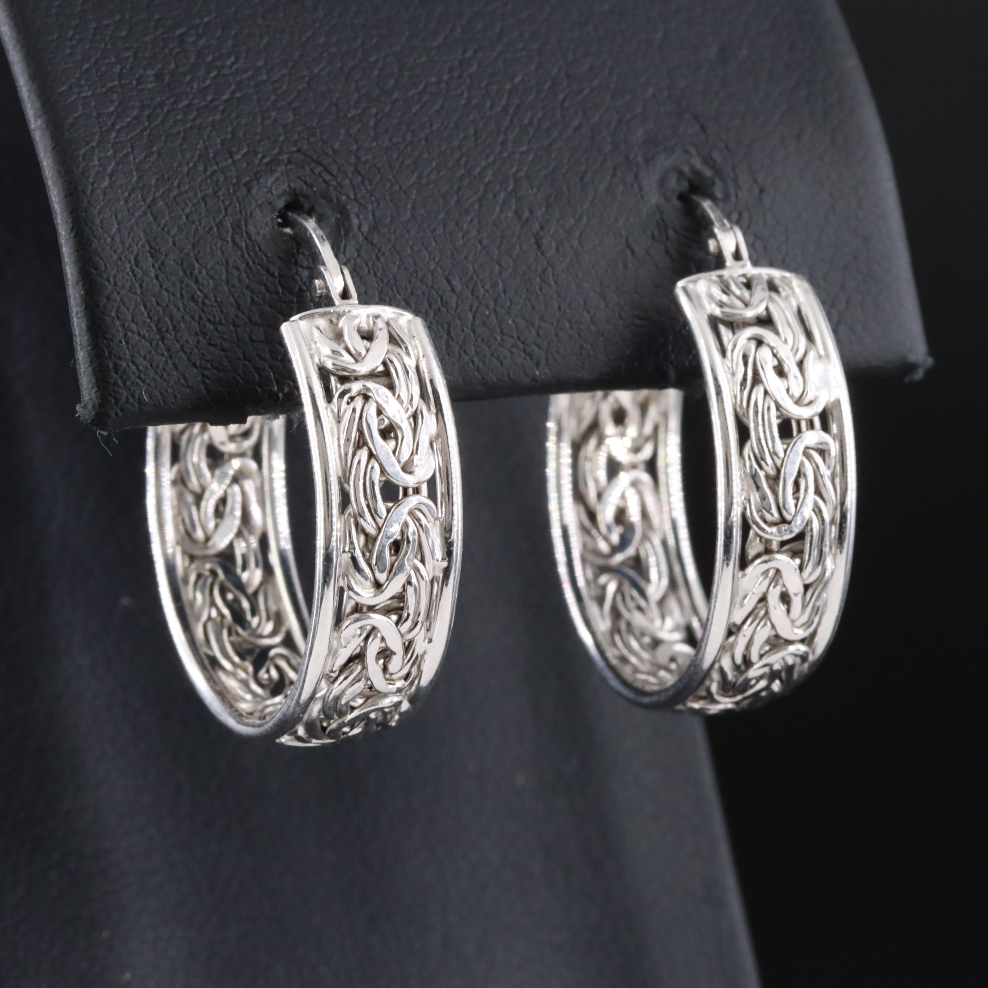14K Byzantine Chain Hoop Earrings