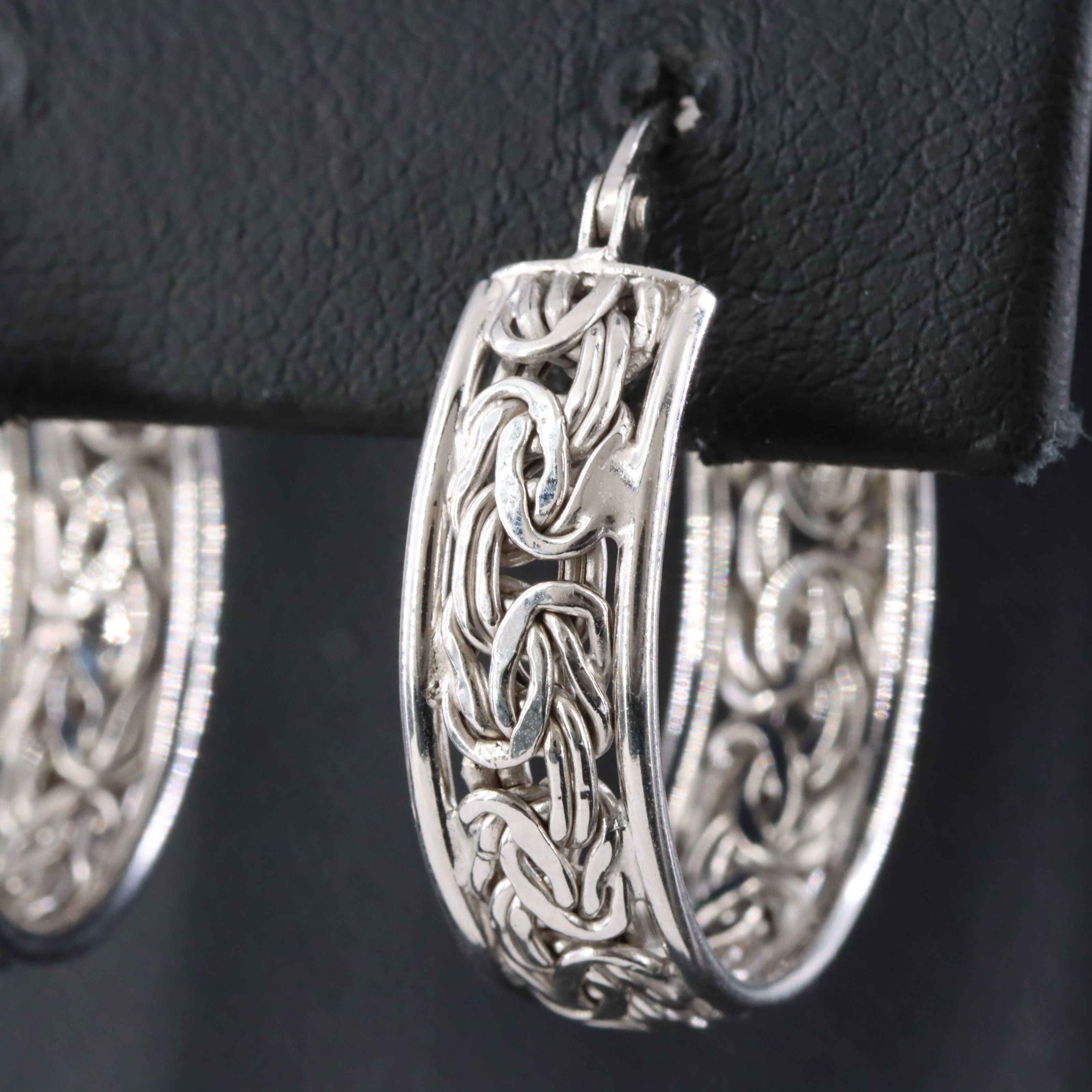 14K Byzantine Chain Hoop Earrings