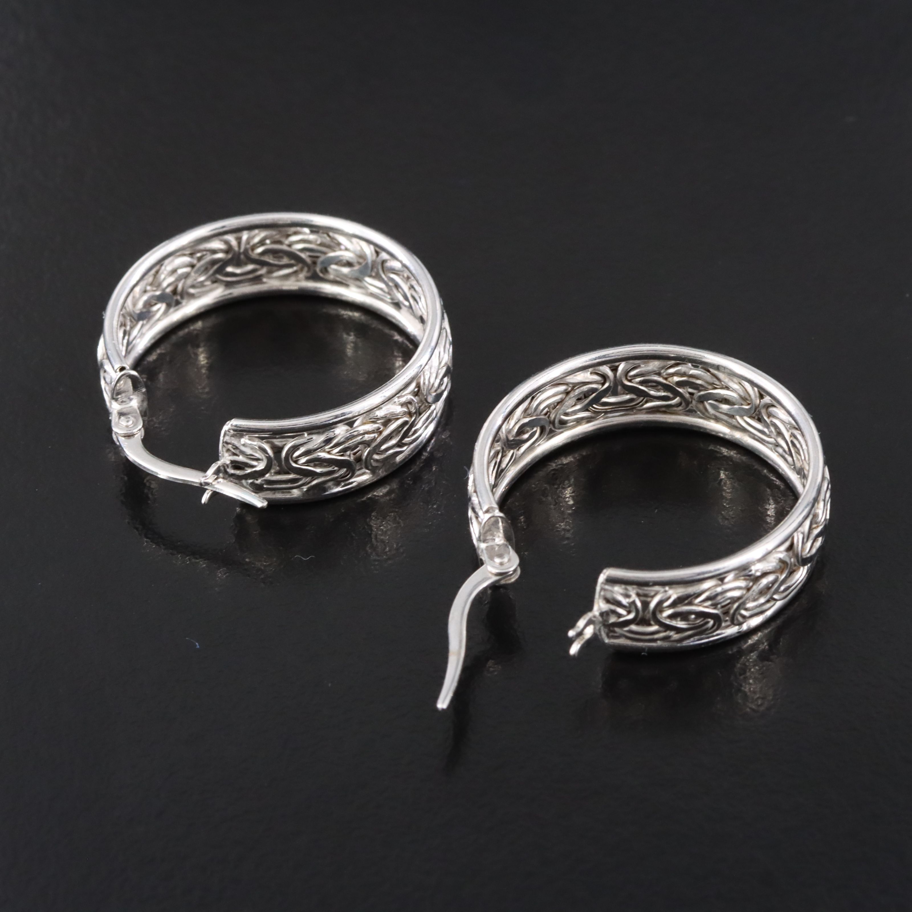 14K Byzantine Chain Hoop Earrings