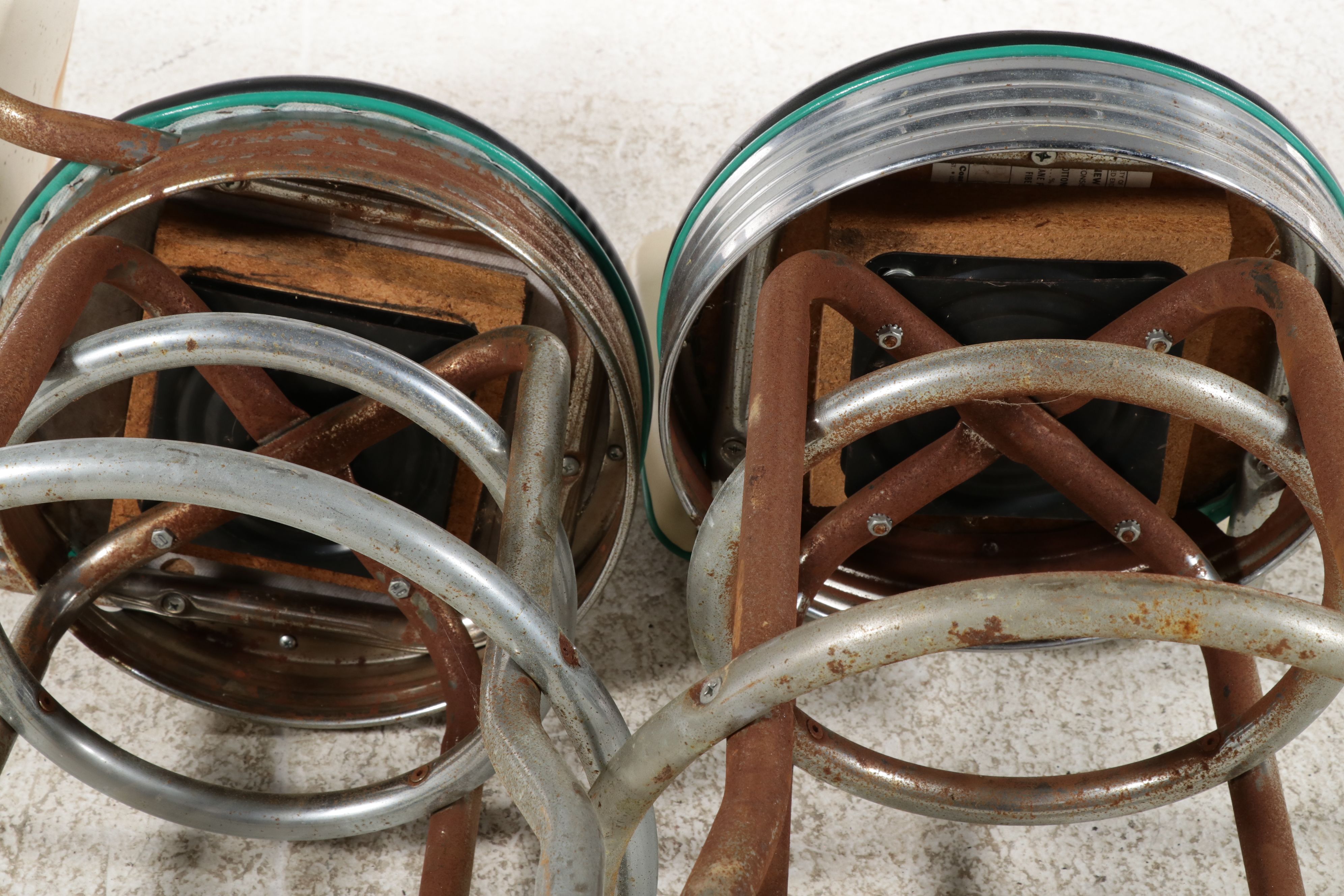 Pair of Mid-Century Diner Style Swivel Barstools, Mid-20th Century