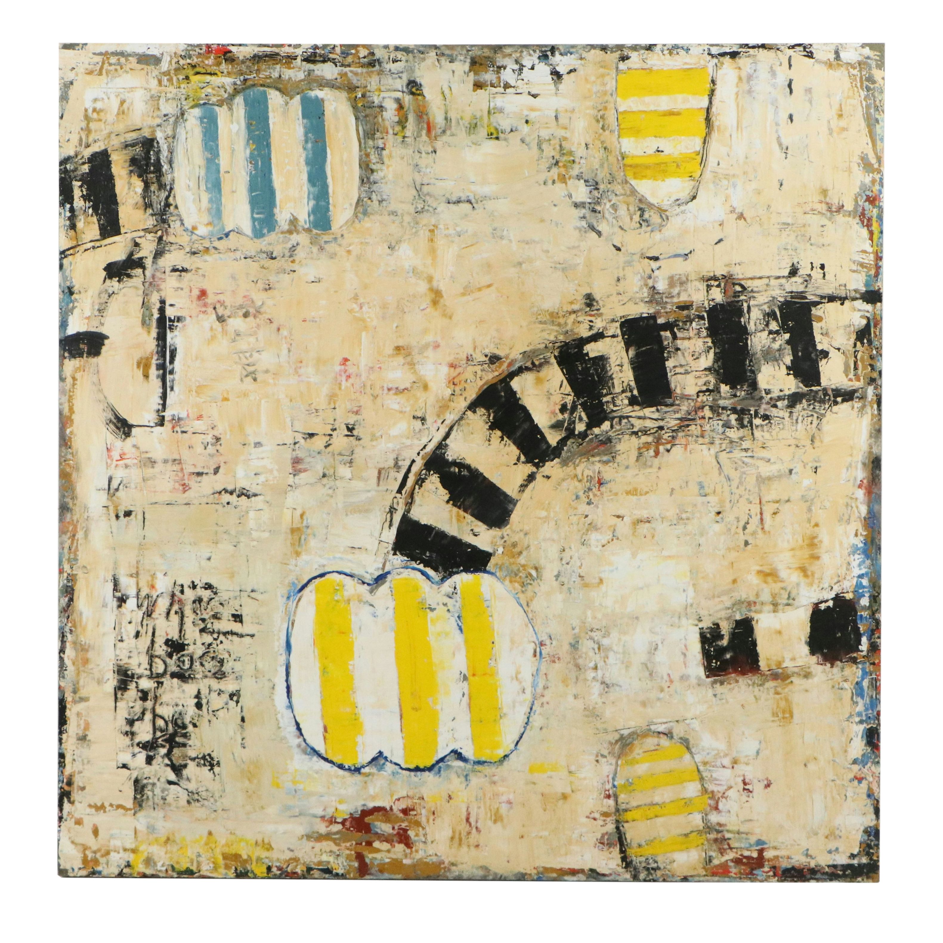 Bill Fisher Abstract Modernist Oil Painting "Lush Life," 2015