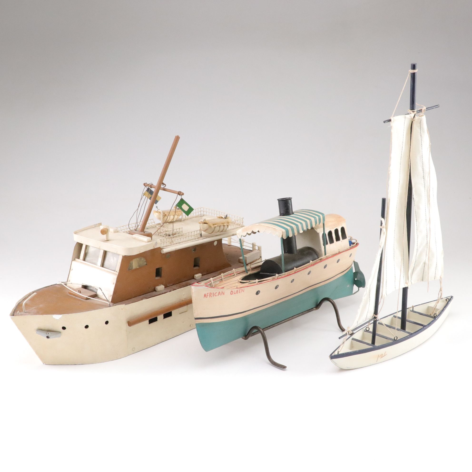 Metal and Wood Boat Models with "The African Queen"