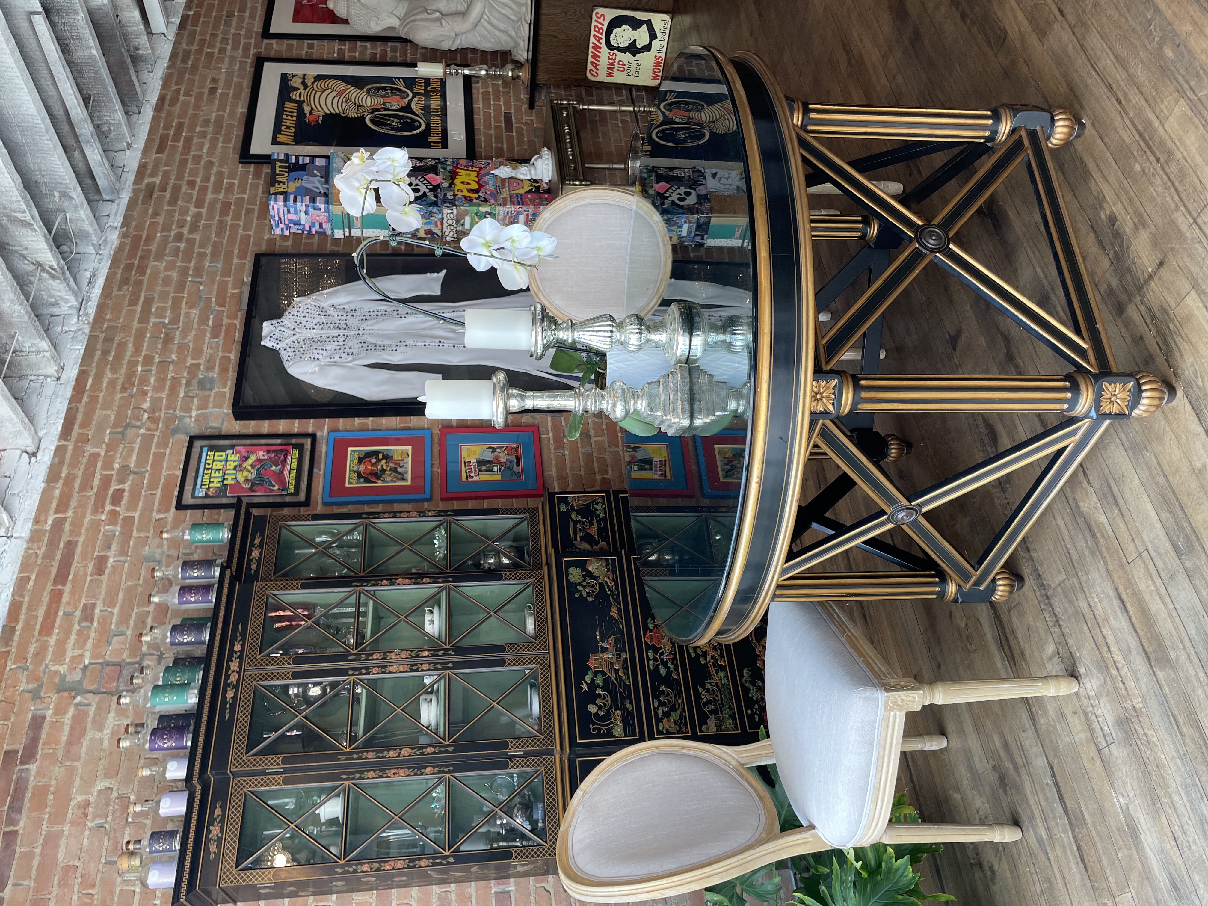 Chinese Style Lacquered Breakfront China Cabinet