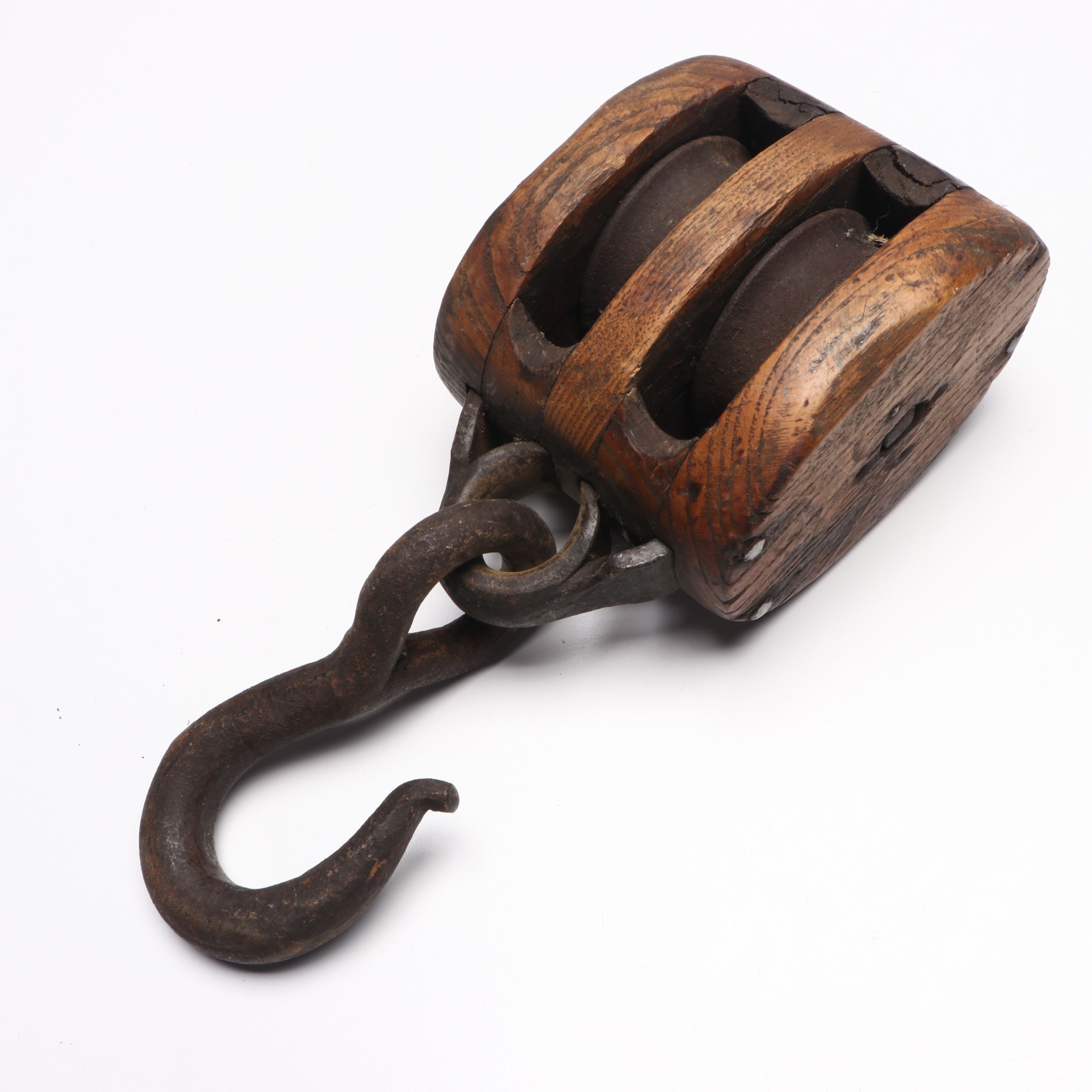 Industrial Wooden Block and Tackle Pulleys with Wheel Pulley