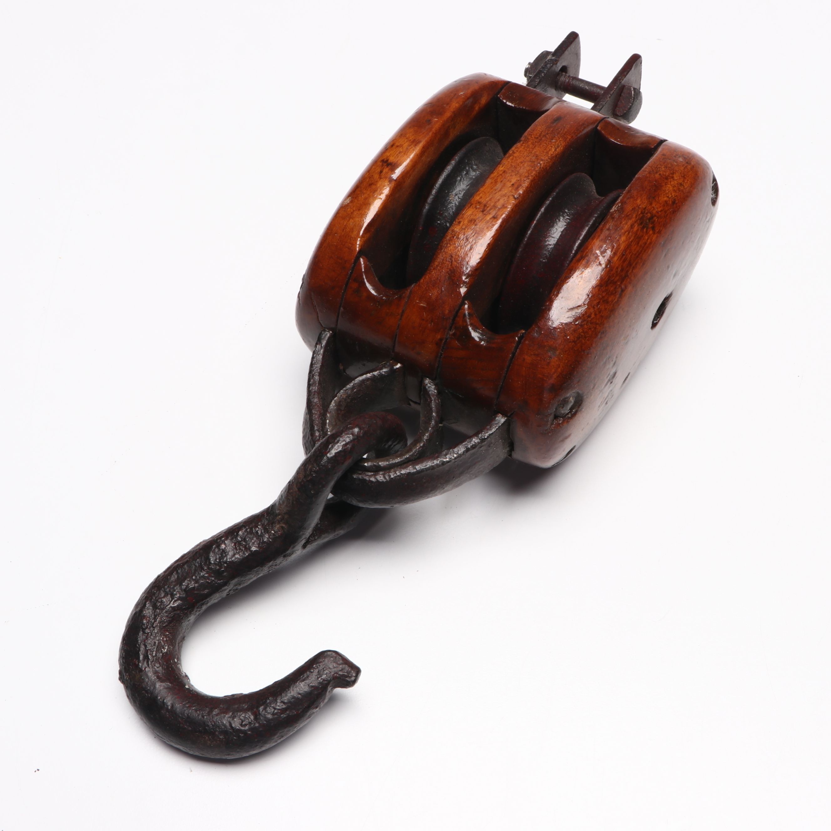 Industrial Wooden Block and Tackle Pulleys with Wheel Pulley