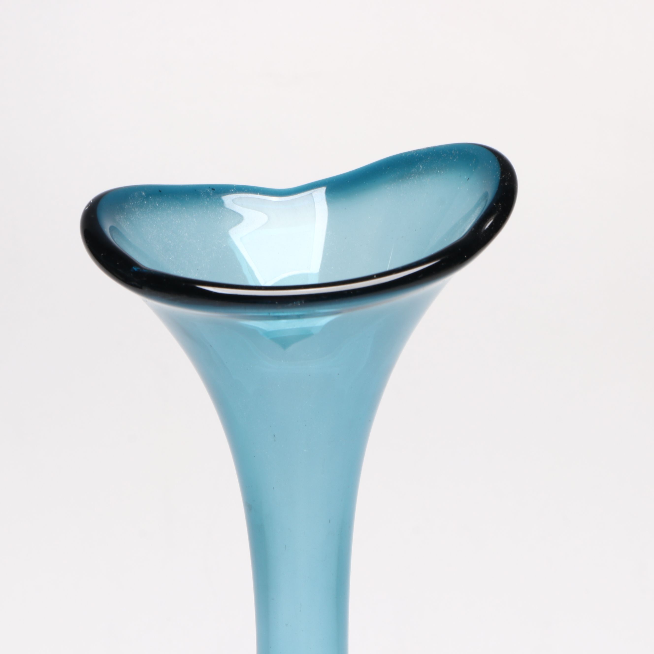 Aseda Glasbruk Swedish Teal Glass Bud Vase, Mid-20th Century