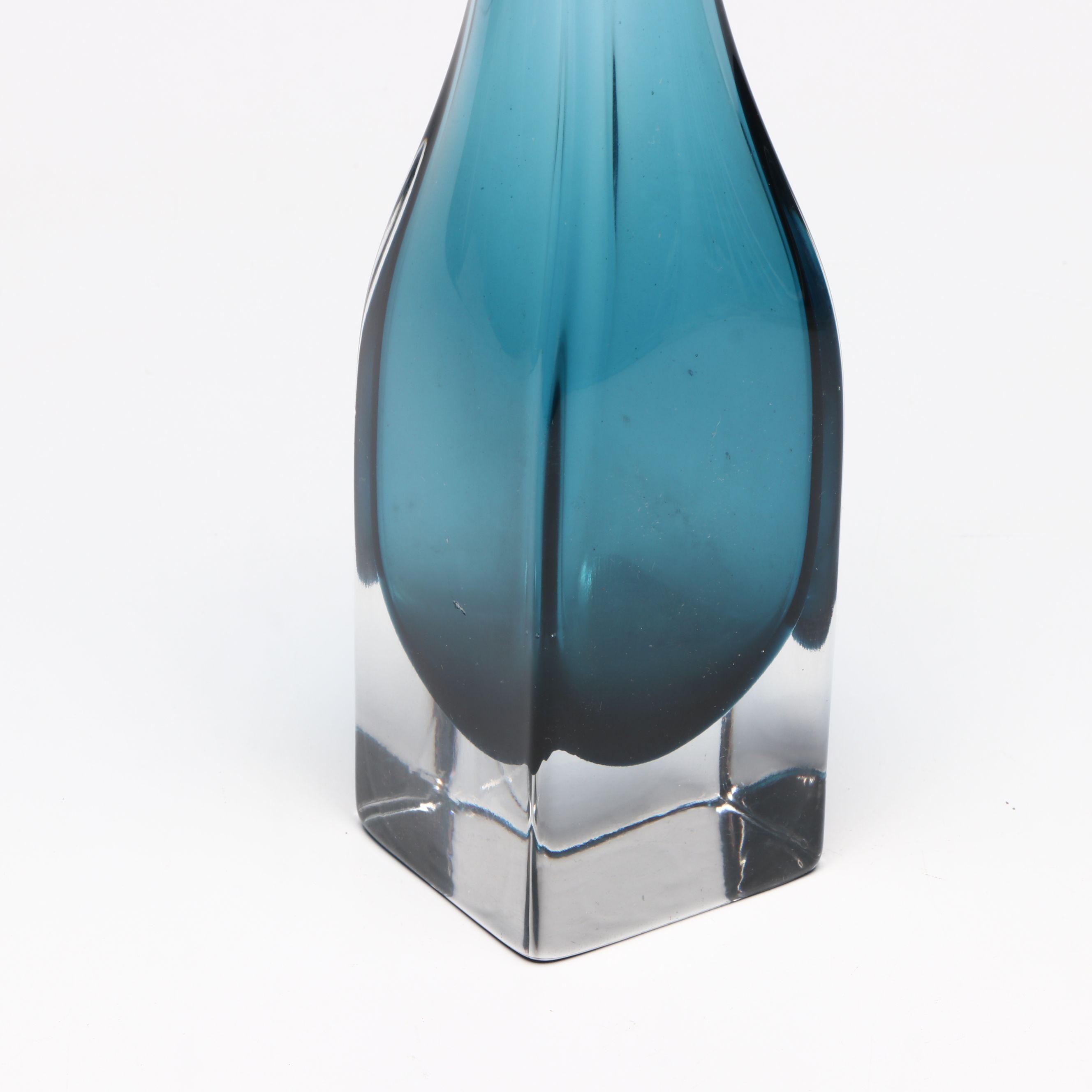 Aseda Glasbruk Swedish Teal Glass Bud Vase, Mid-20th Century