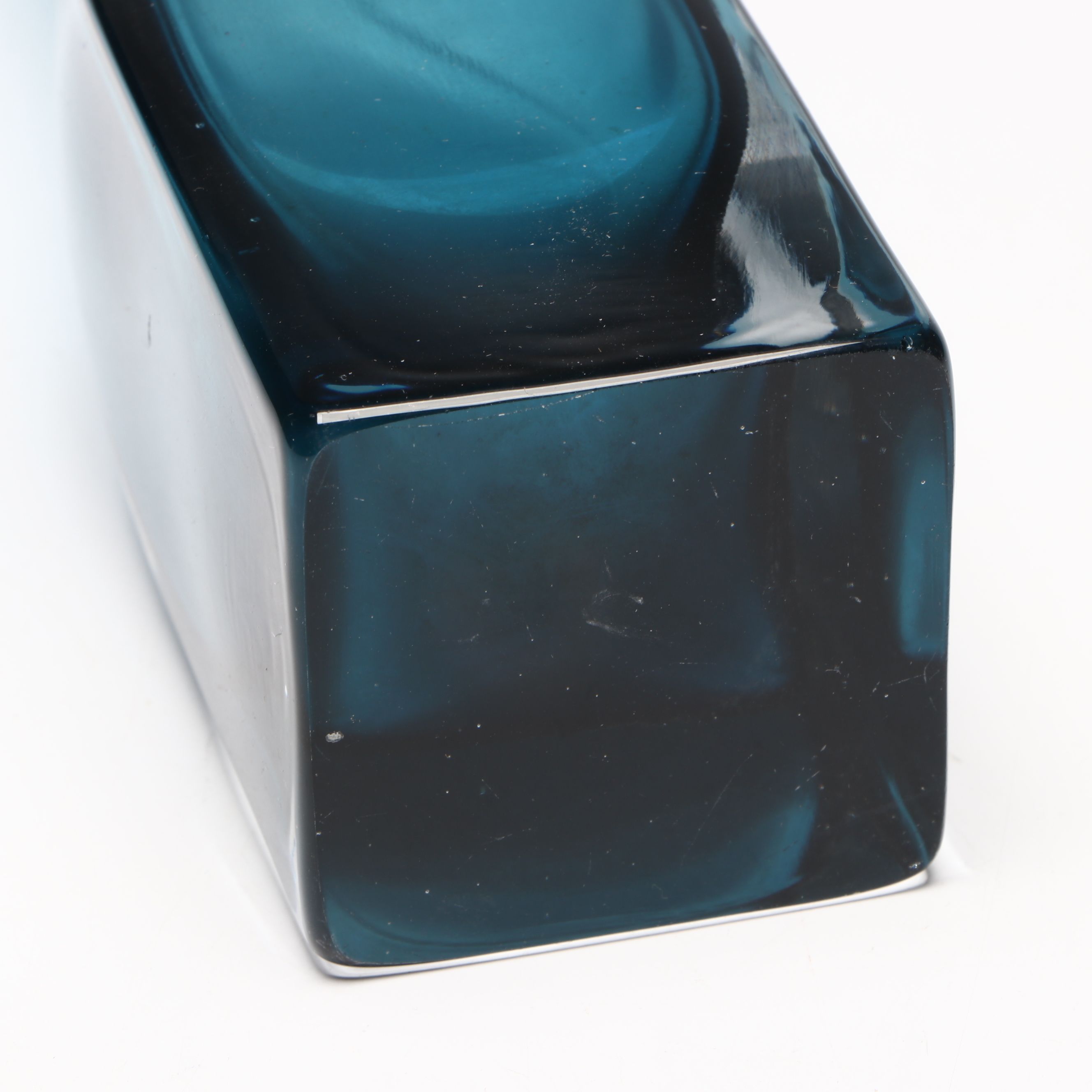 Aseda Glasbruk Swedish Teal Glass Bud Vase, Mid-20th Century