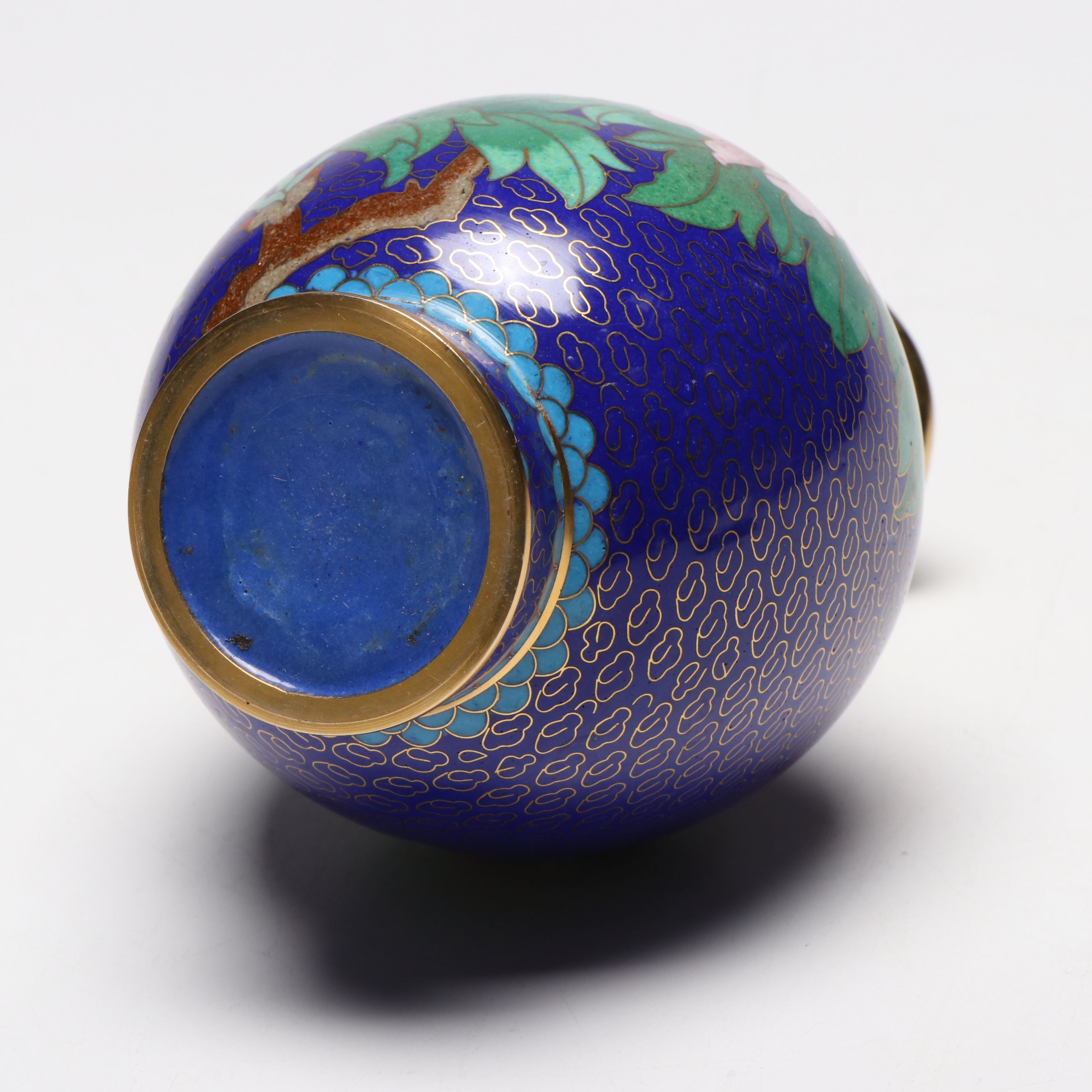 Chinese Cloisonné Peony Vase, Mid to Late 20th Century