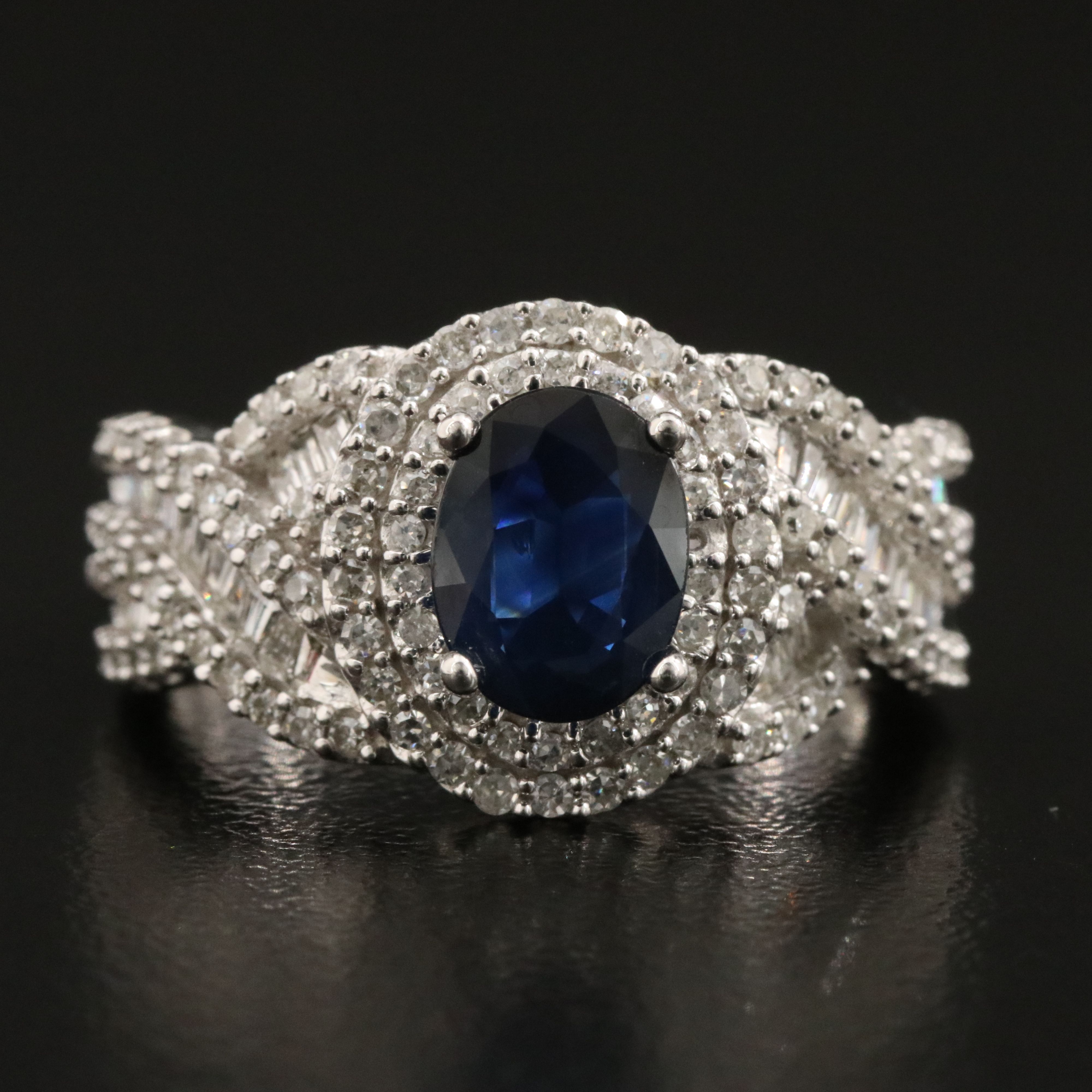 14K 1.02 CT Sapphire and 0.82 CTW Diamond Ring with GIA Report
