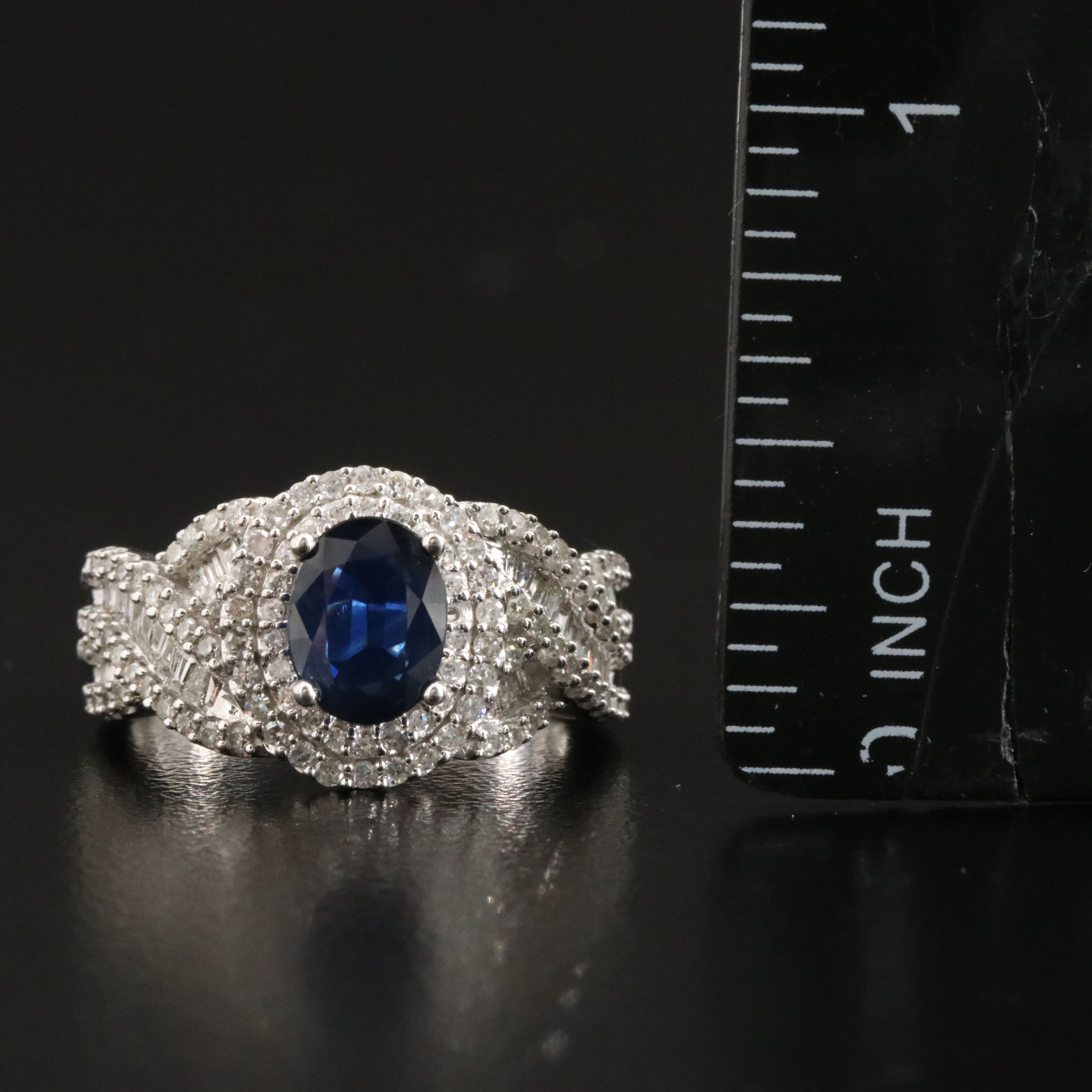 14K 1.02 CT Sapphire and 0.82 CTW Diamond Ring with GIA Report