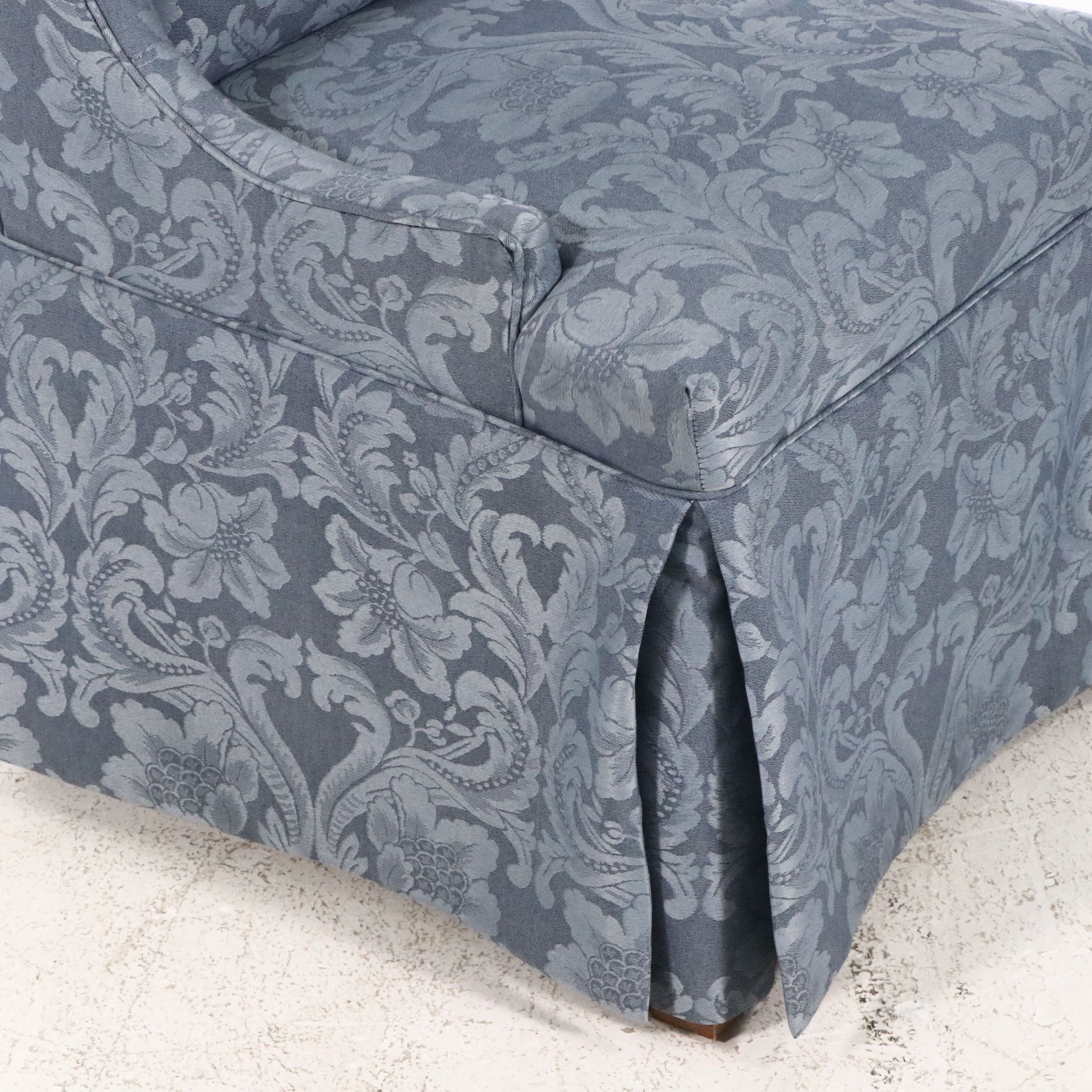 Pair of Contemporary Damask Upholstered Dining Armchairs