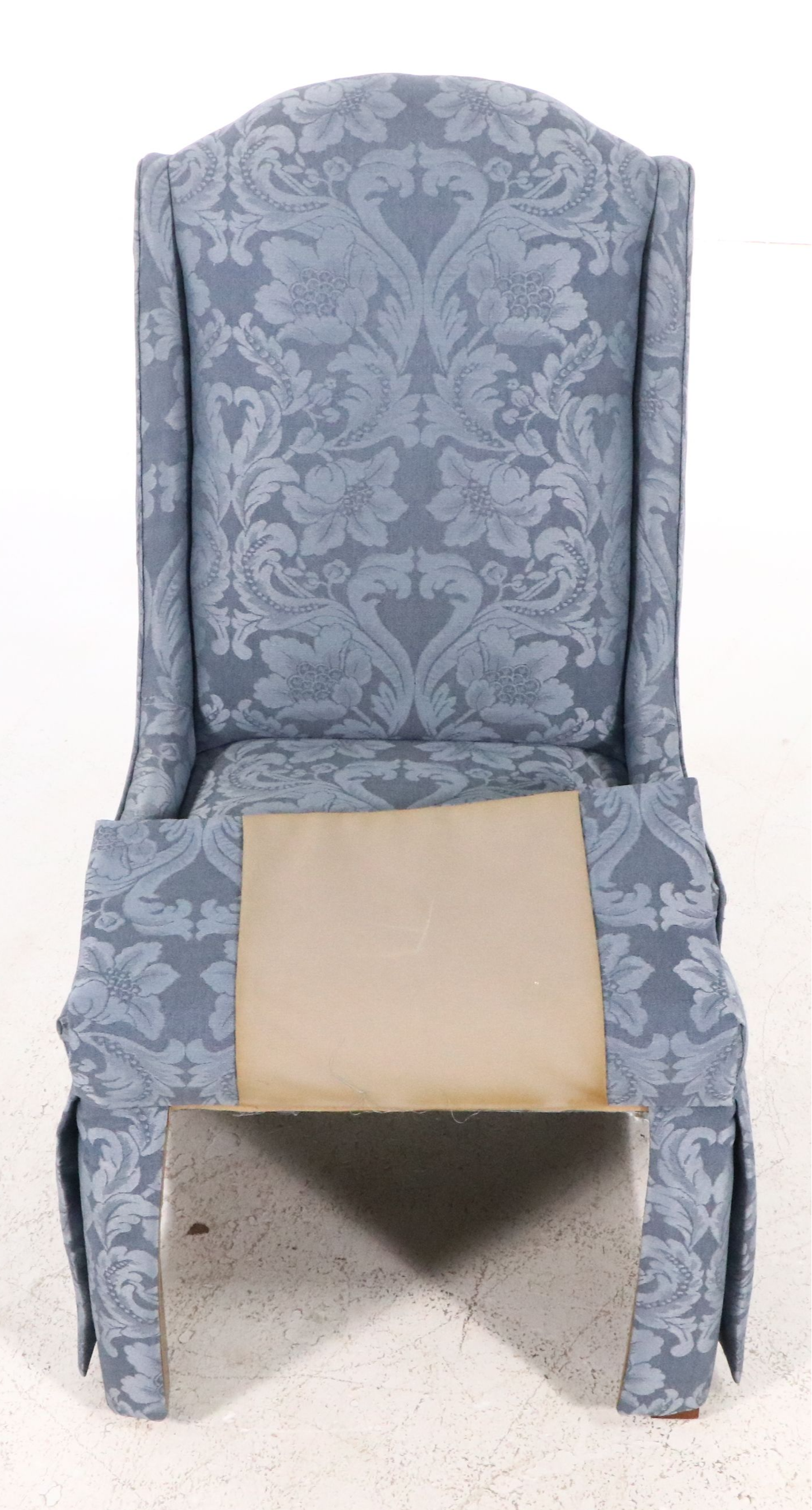 Pair of Contemporary Damask Upholstered Dining Armchairs