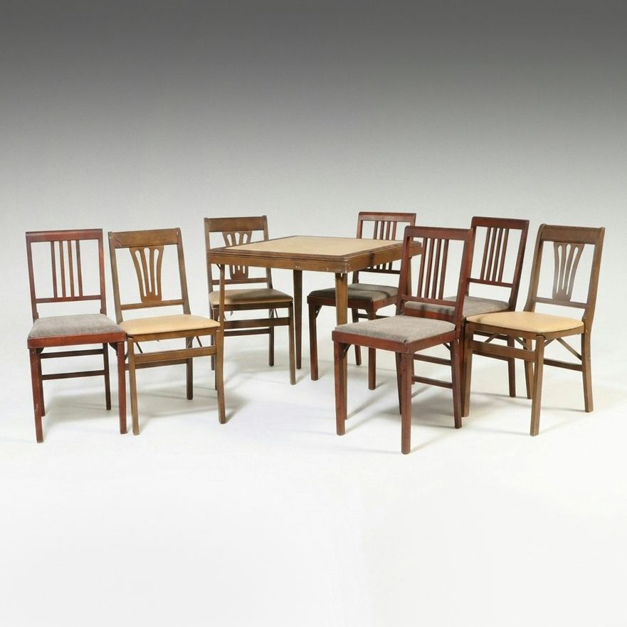 Stakmore and Leg-O-Matic Folding Table and Seven Assorted Folding Chairs