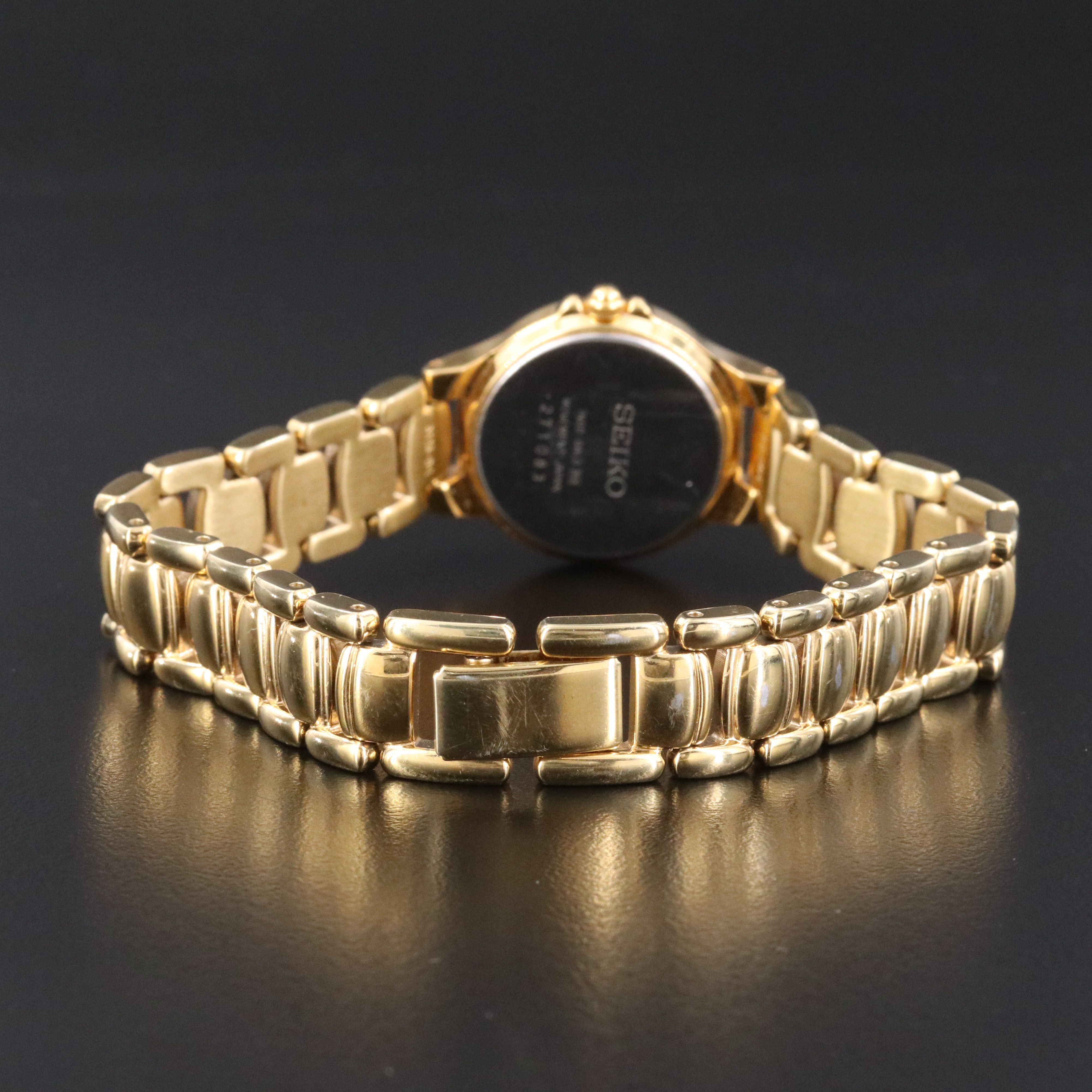 Vintage Seiko Gold-Tone Diamond Accented Quartz Dress Watch