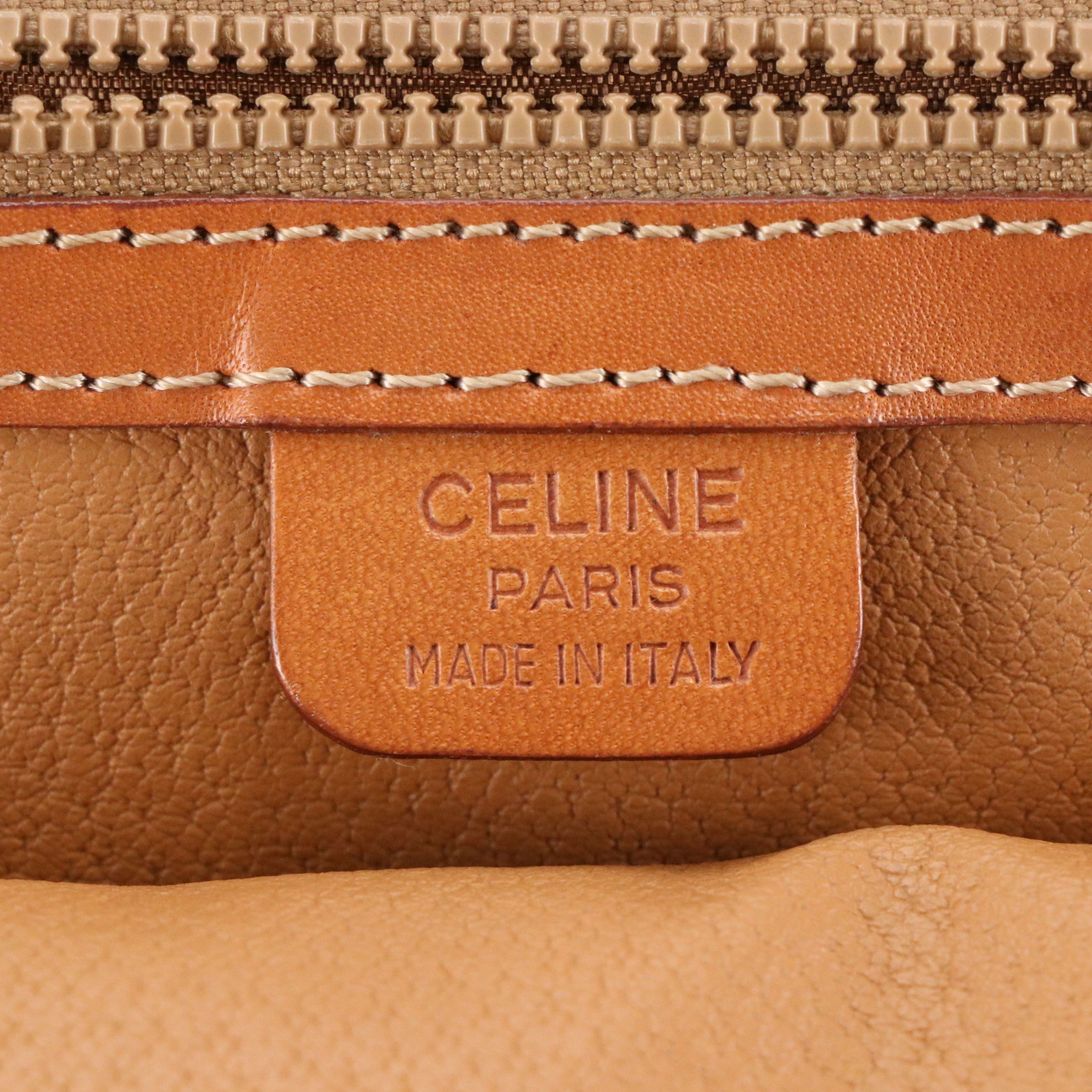 Celine Top Handle Dome Handbag in Dark Brown Macadam Canvas and Leather