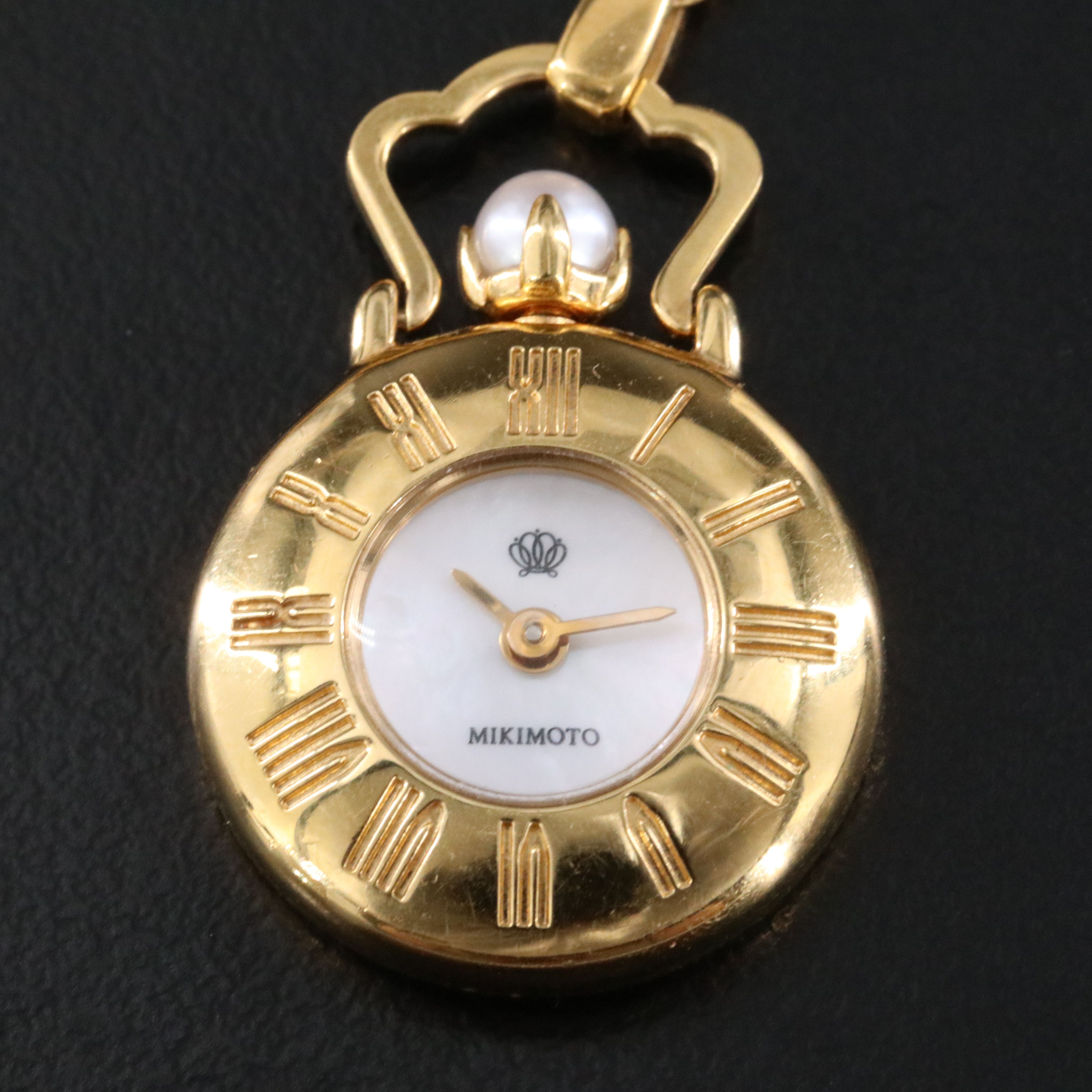 Mikimoto Pearl Shell Pendant Watch with Cultured Pearl Accent