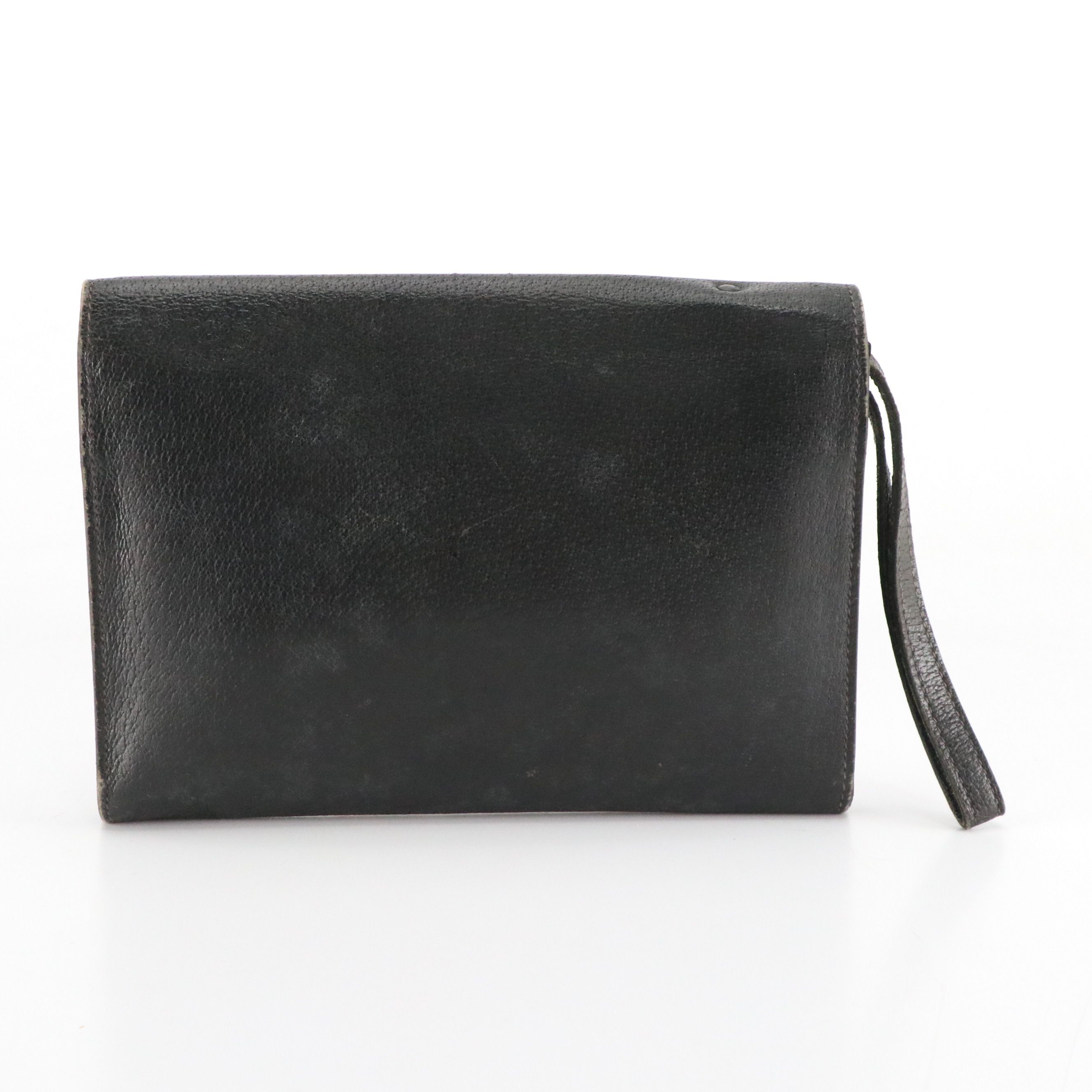 Gucci Black Cinghiale Leather Wristlet Clutch