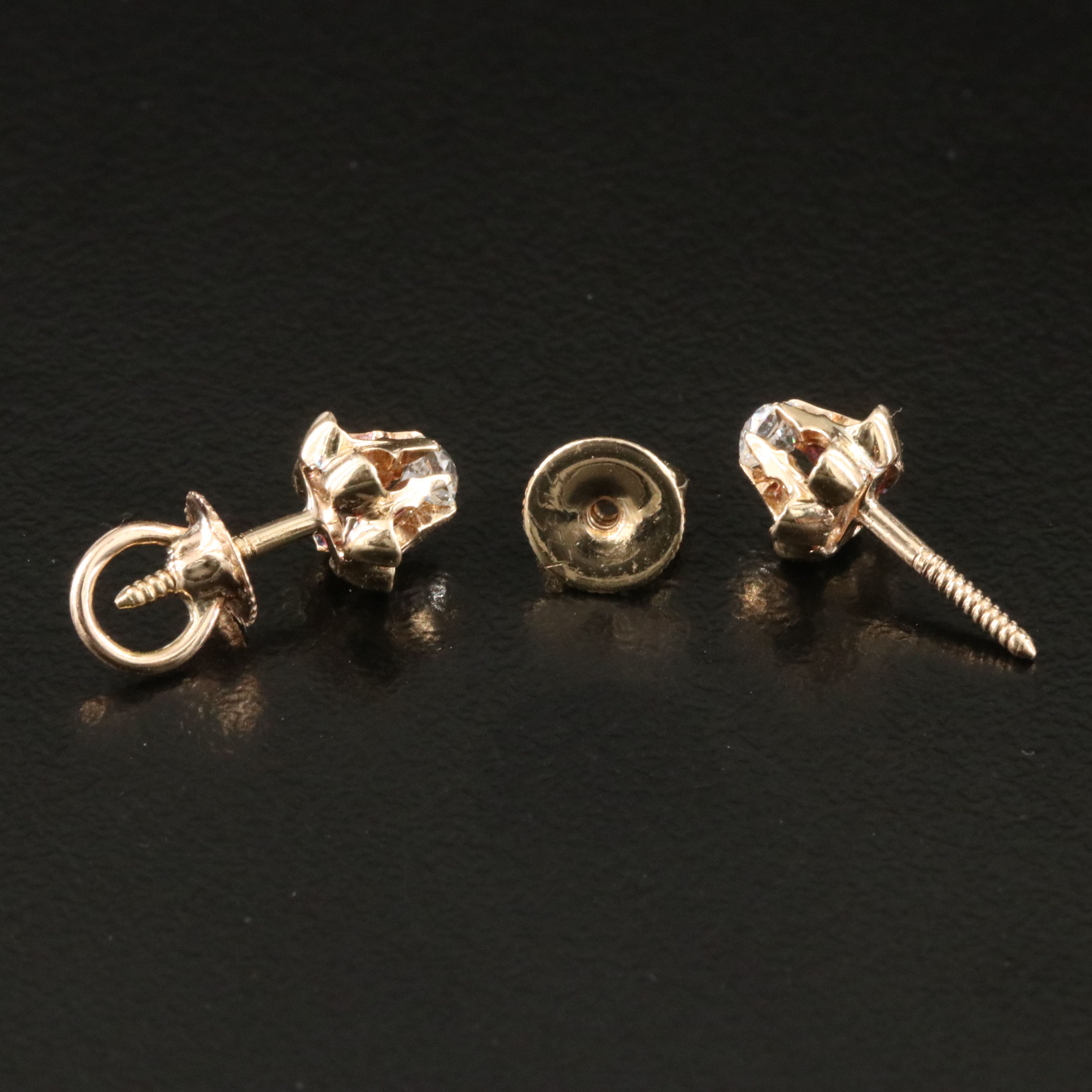 14K 0.20 CTW Diamond Buttercup Set Solitaire Earrings