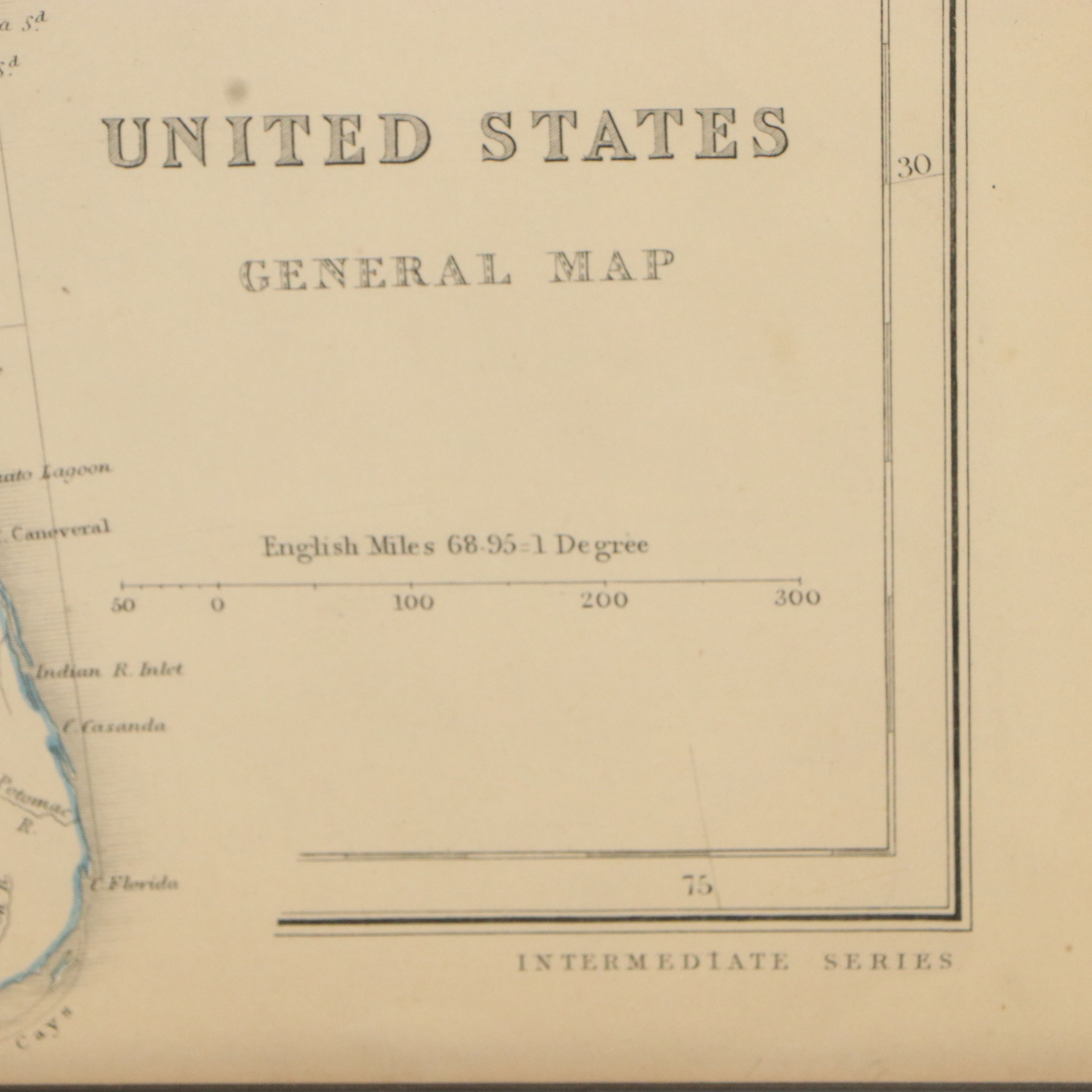 Chapman & Hall Hand-Colored Engraving "United States General Map," 1848
