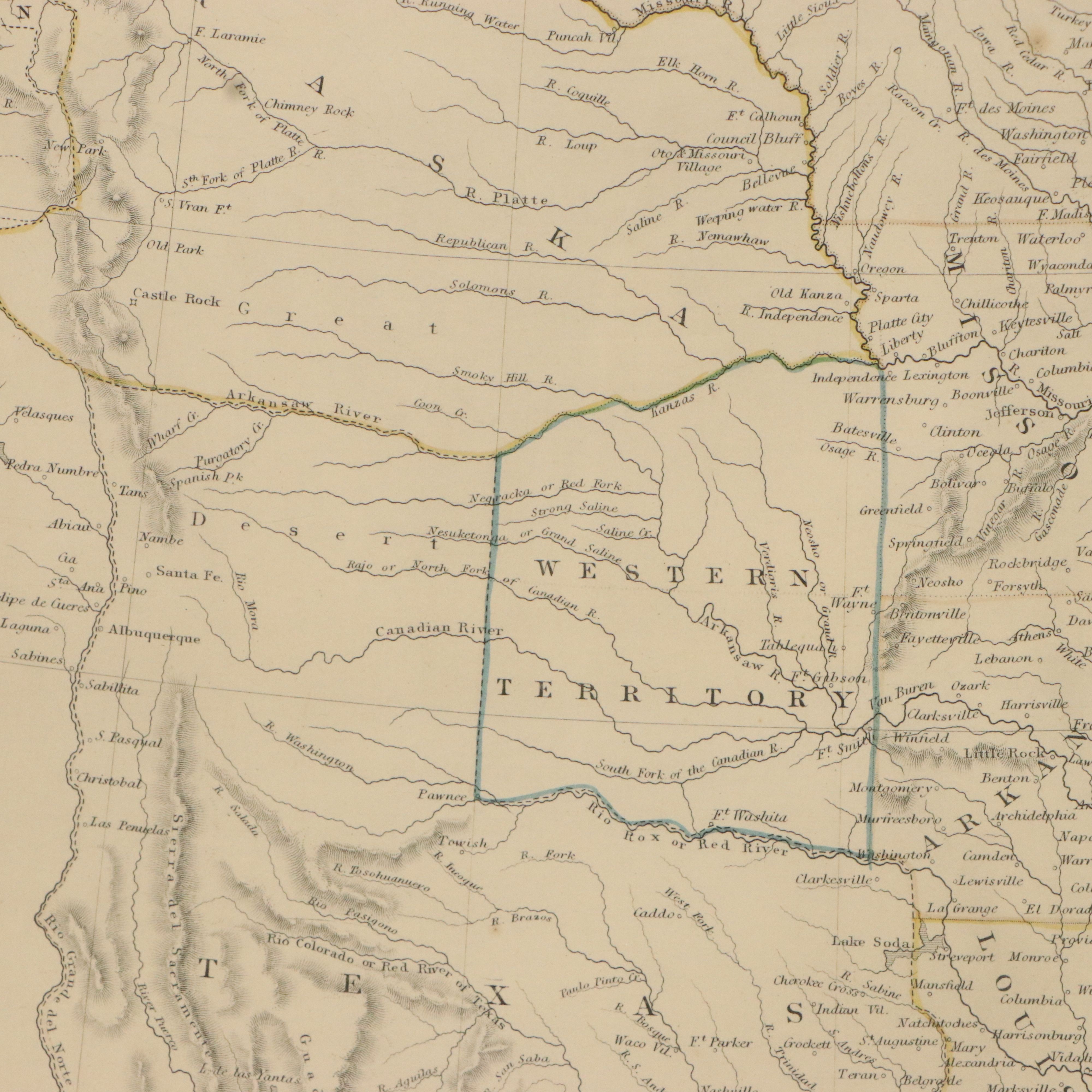 Chapman & Hall Hand-Colored Engraving "United States General Map," 1848