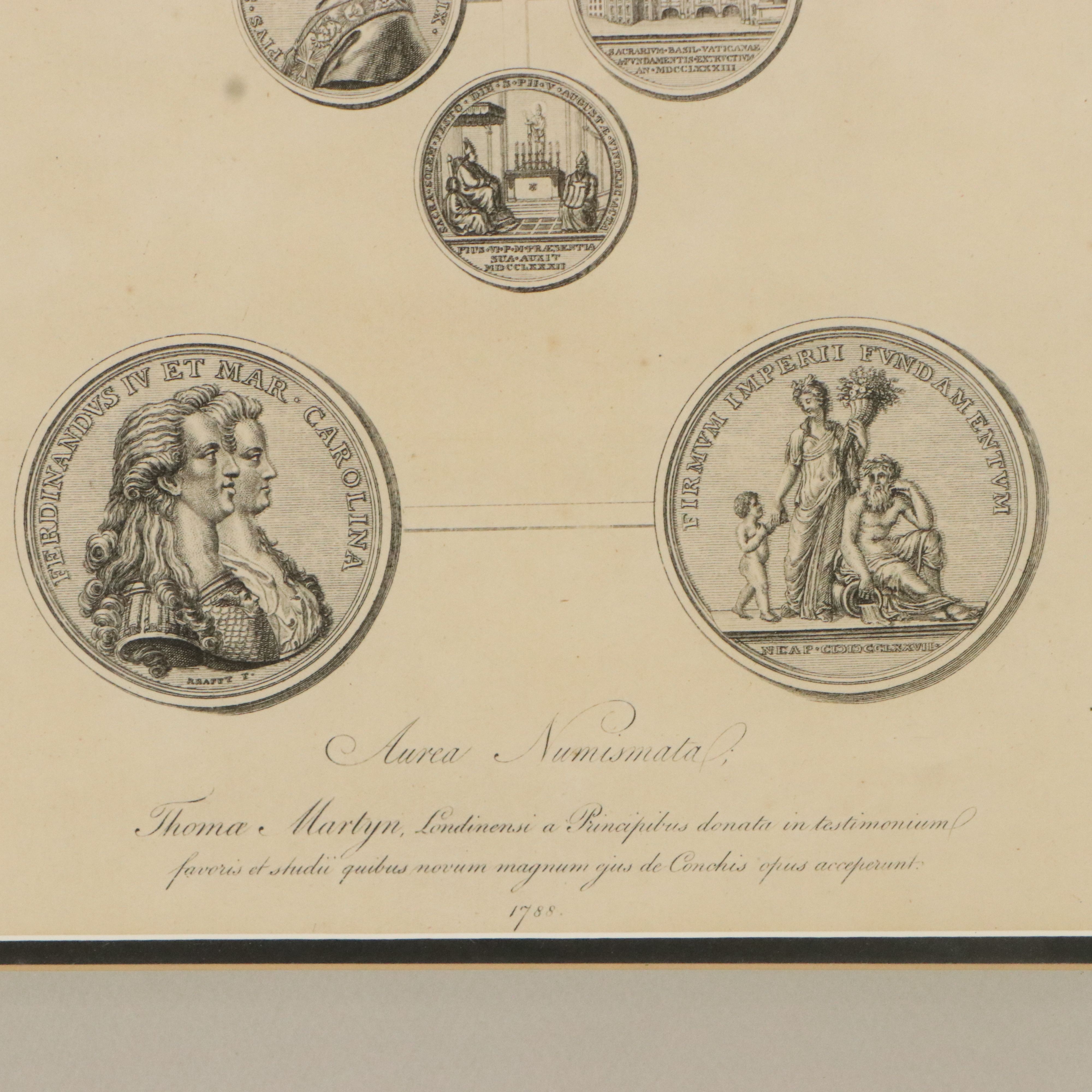 Engraving After Thomas Martyn "Aurea Numismata," 1788