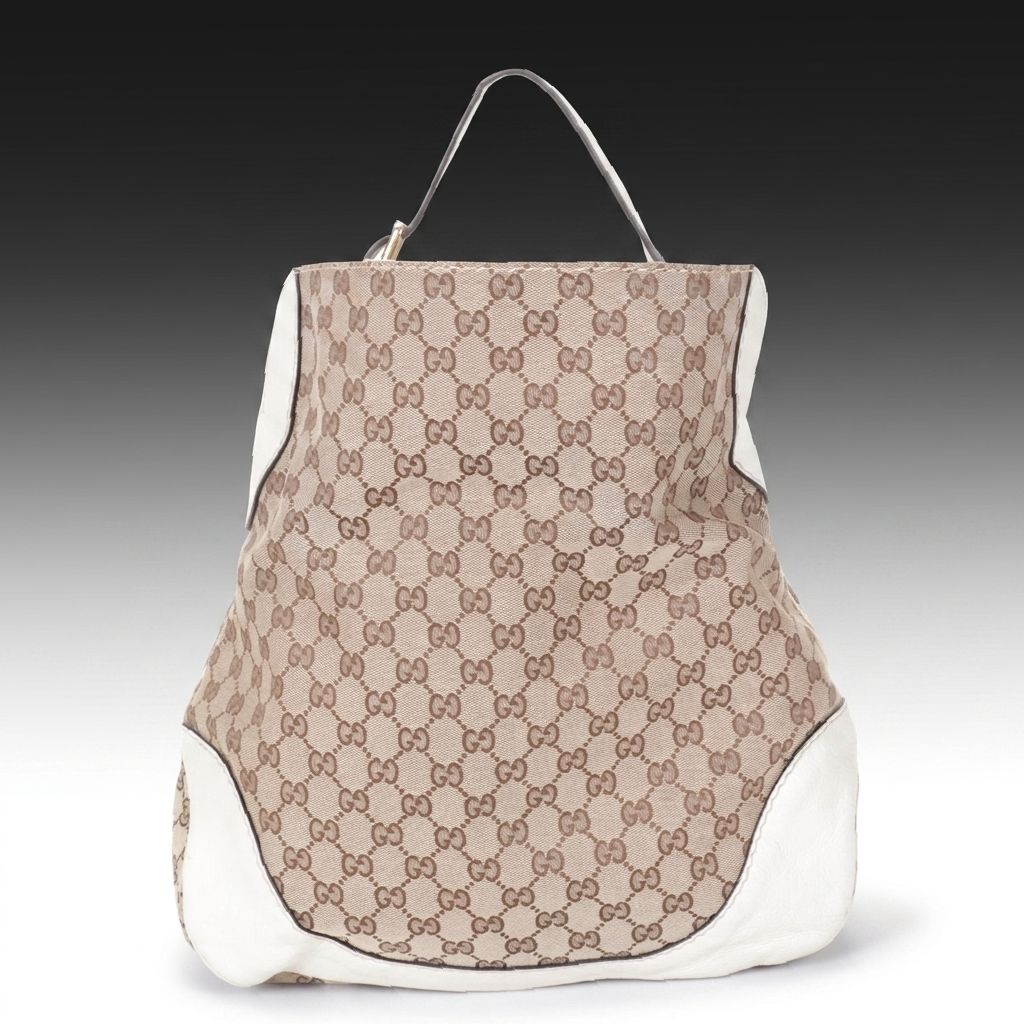 Gucci Charlotte Hobo Bag in GG Canvas and White Leather