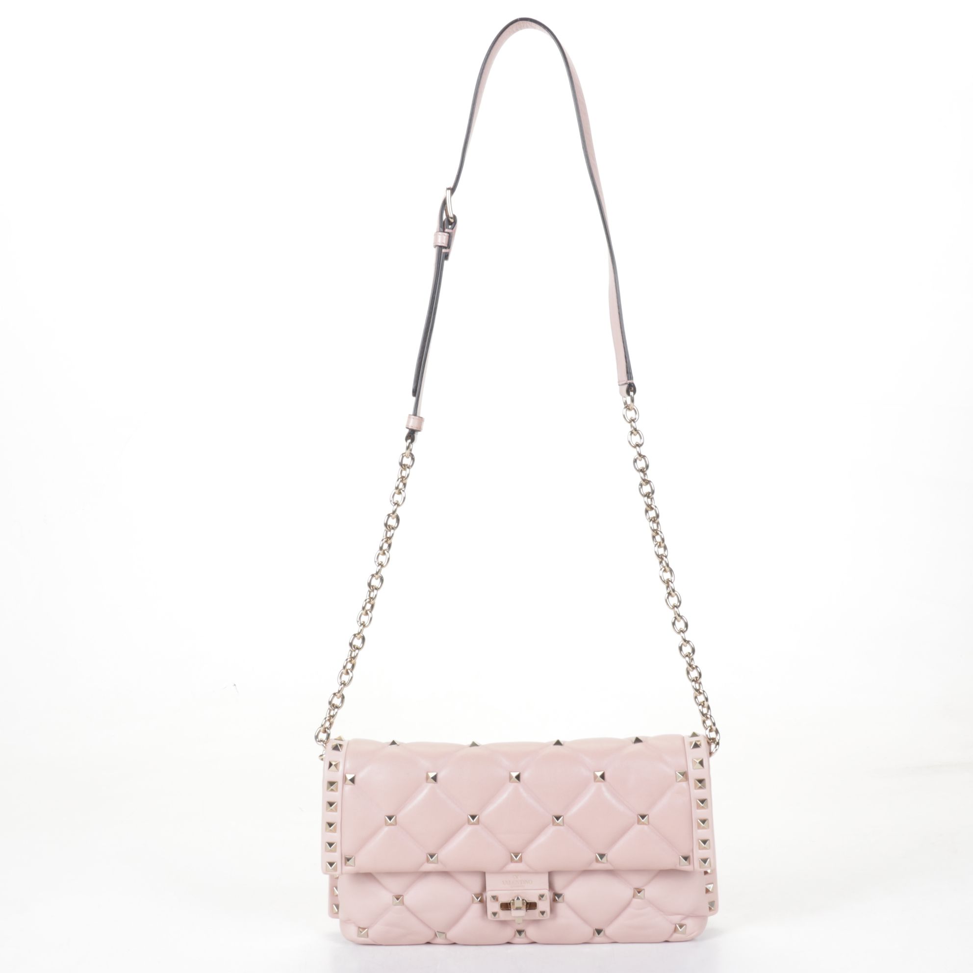Valentino Garavani Rockstud Spike Crossbody Bag in Pink Quilted Leather
