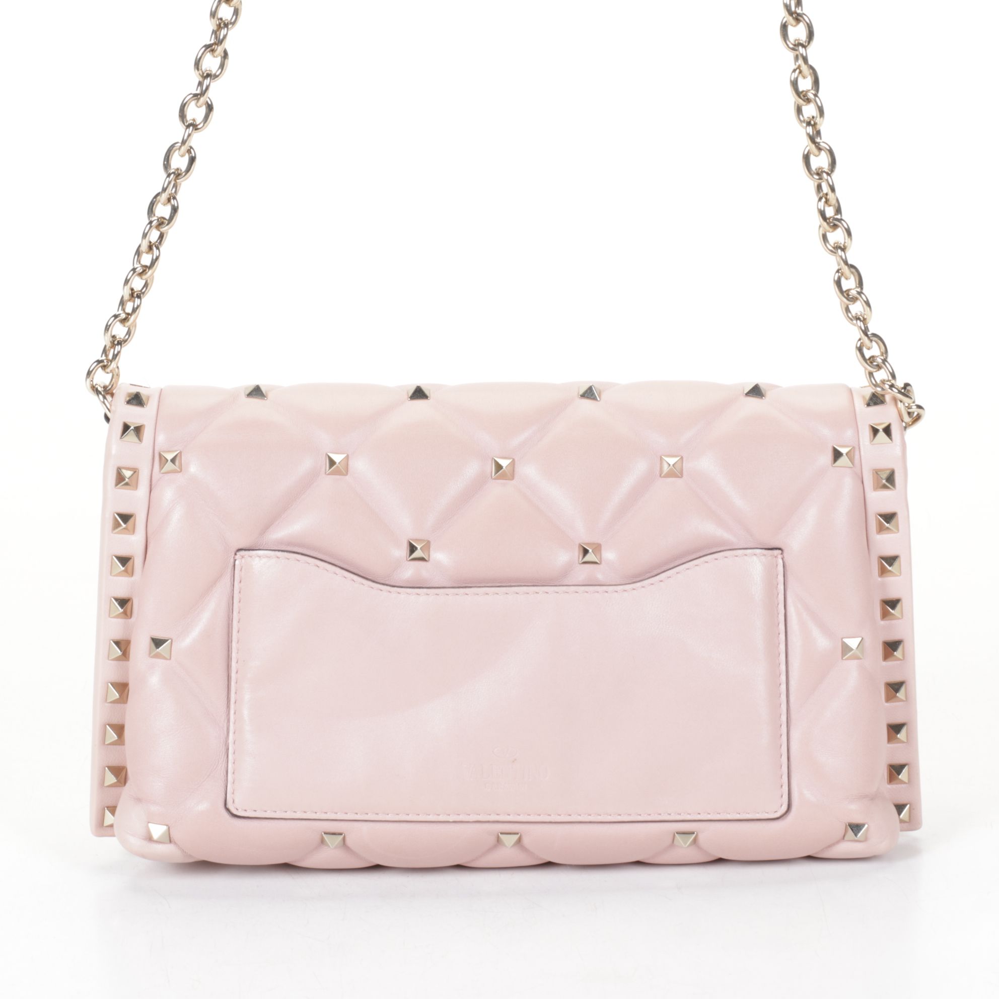Valentino Garavani Rockstud Spike Crossbody Bag in Pink Quilted Leather