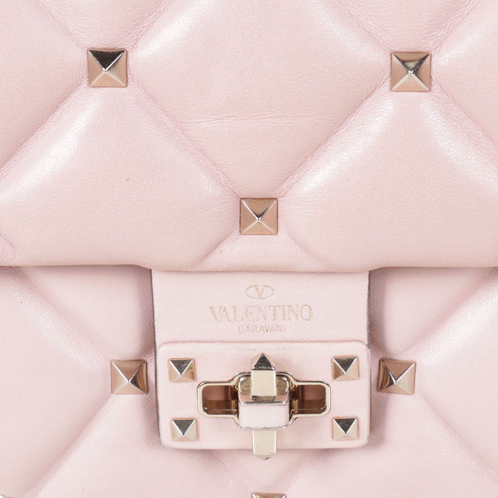 Valentino Garavani Rockstud Spike Crossbody Bag in Pink Quilted Leather