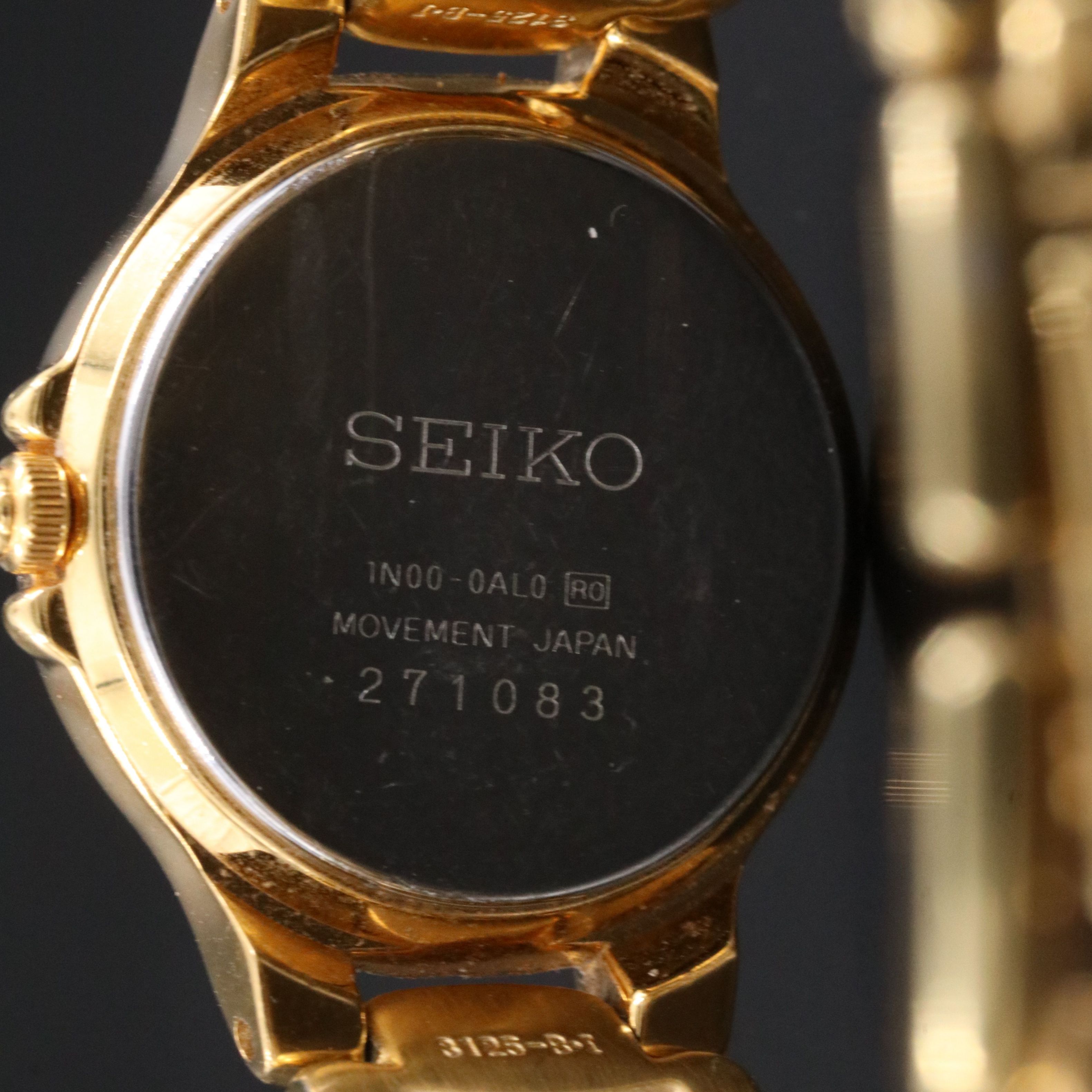 Vintage Seiko Gold-Tone Diamond Accented Quartz Dress Watch