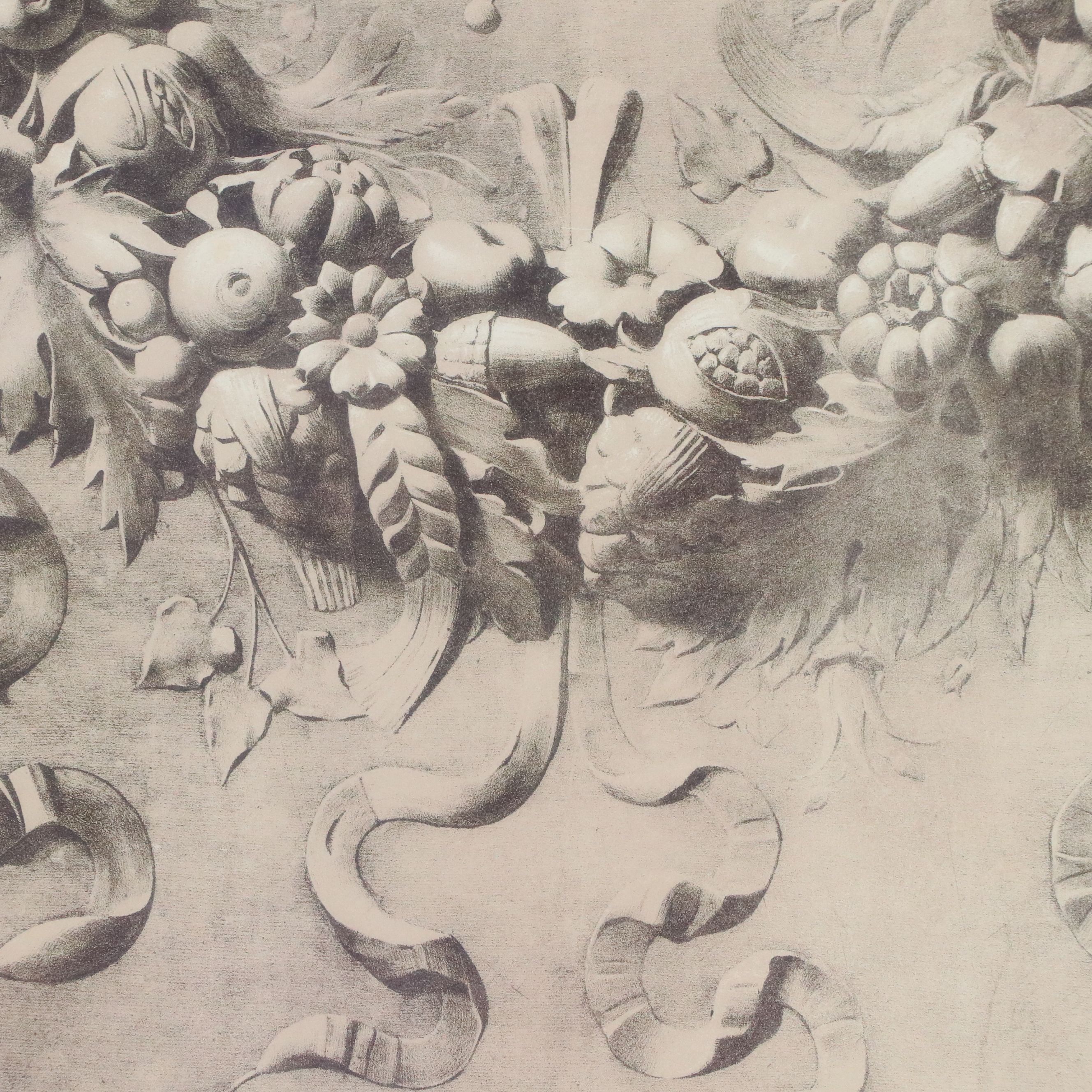 Drawing of Ornamental Facade Digital Print, 21st Century