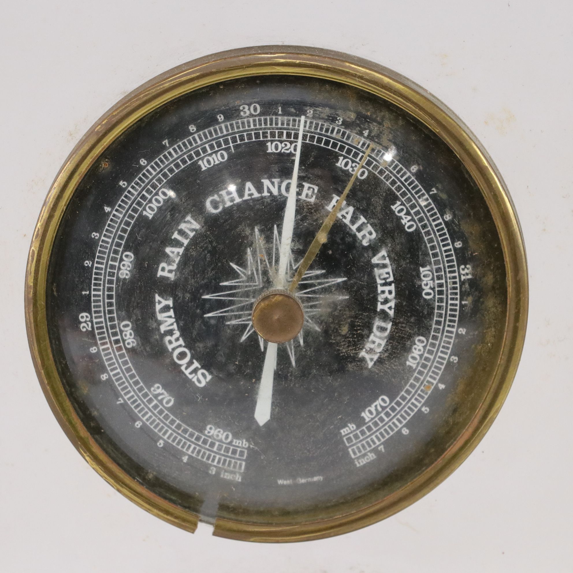 West German Weather Gauge Set with Glass and Acrylic Desk Decor