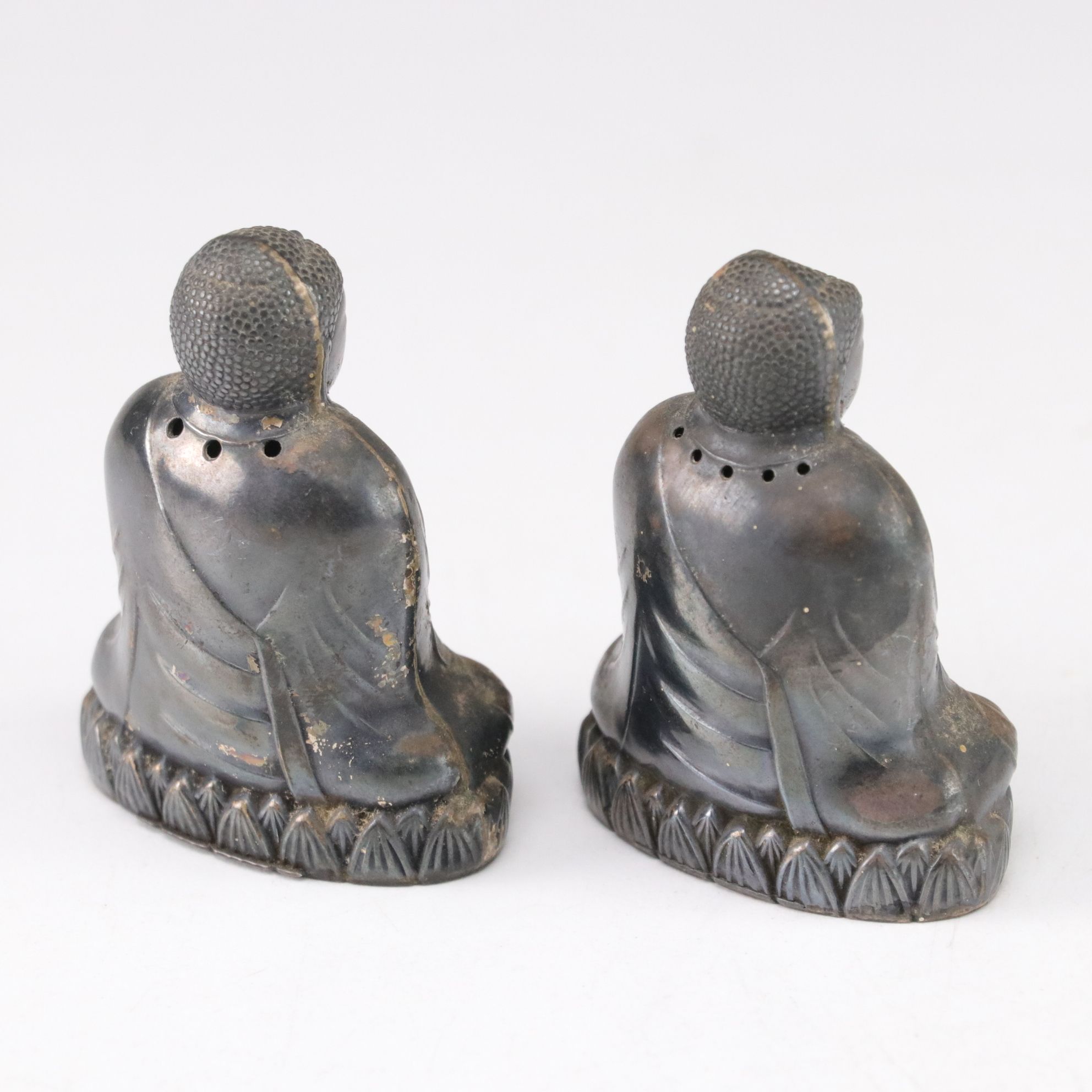 950 Silver Buddha Salt and Pepper Shakers
