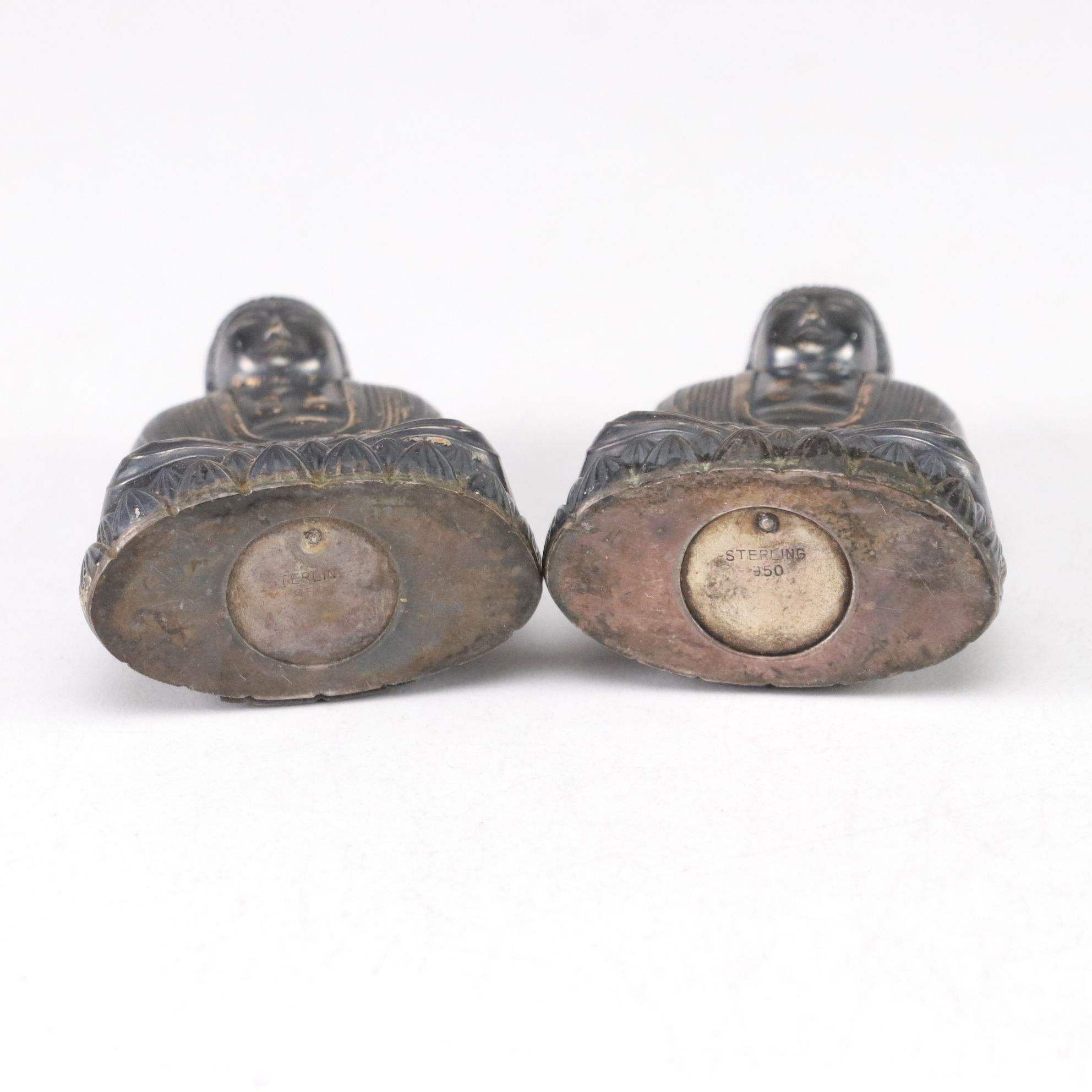 950 Silver Buddha Salt and Pepper Shakers